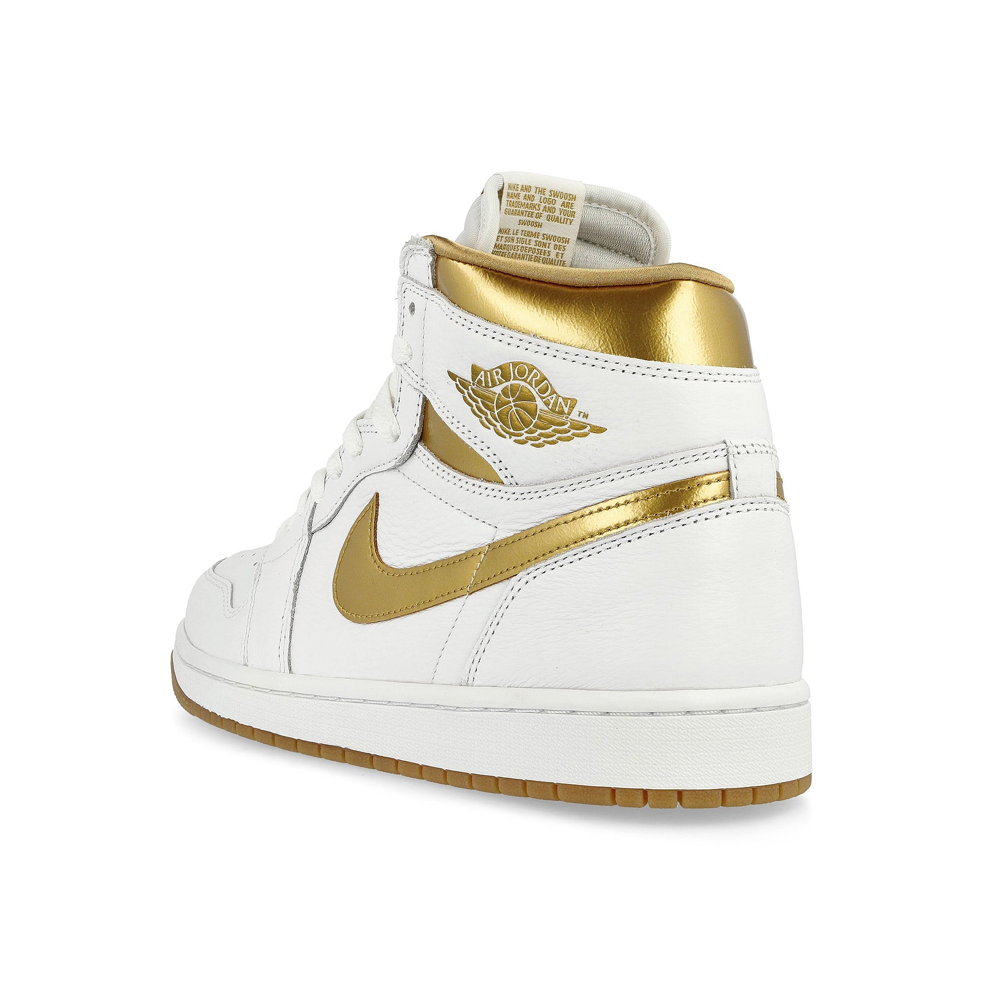Jordan Wmns Air Jordan 1 Retro High OG White / Metallic Gold - Gum Light Brown High Top Sneakers  Material | Overkill