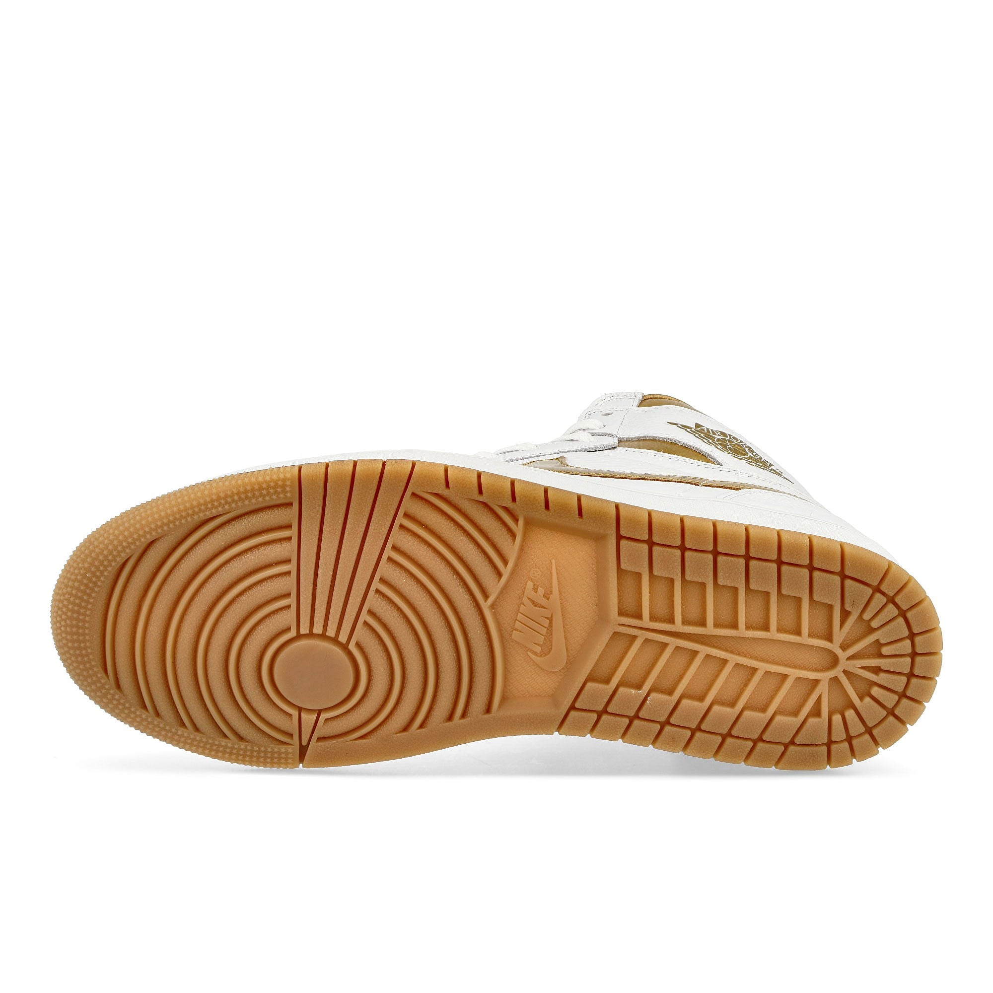 Jordan Wmns Air Jordan 1 Retro High OG White / Metallic Gold - Gum Light Brown High Top Sneakers  Detail View 1 | Overkill