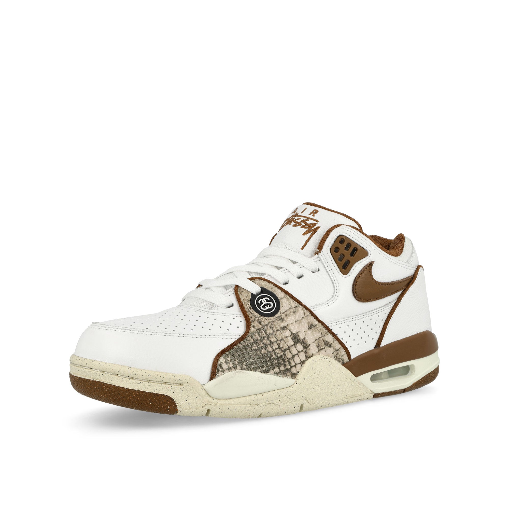 Nike Stussy x Nike Air Flight '89 Low SP White / Pecan - Fossil Low Top Sneakers  Close Up | Overkill