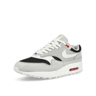 Nike Air Max 1 Premium Pure Platinum / White - Black - Sport Red Low Top Sneakers  Close Up | Overkill