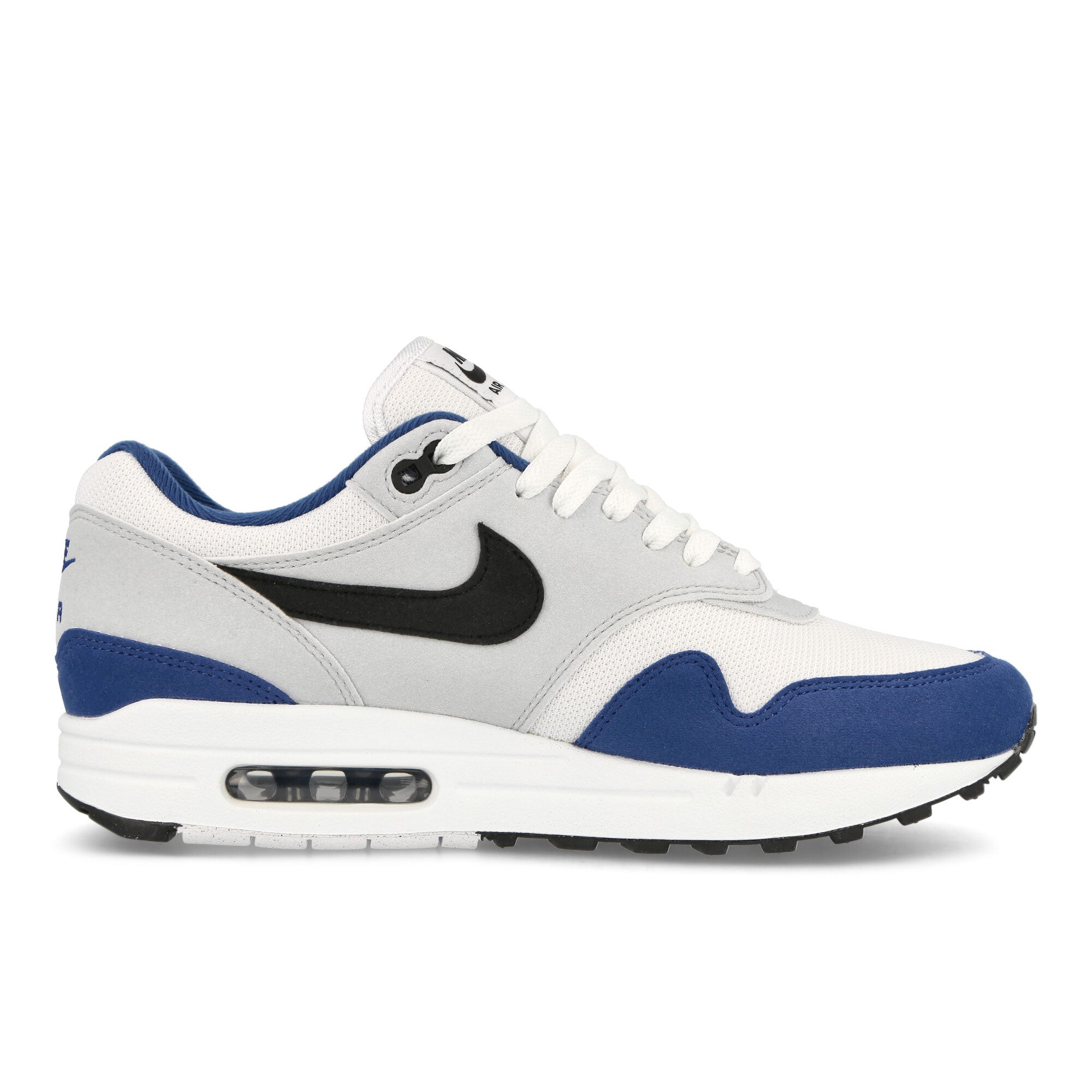 Nike Air Max 1 White / Black - Deep Royal Blue Low Top Sneakers  Silhouette | Overkill