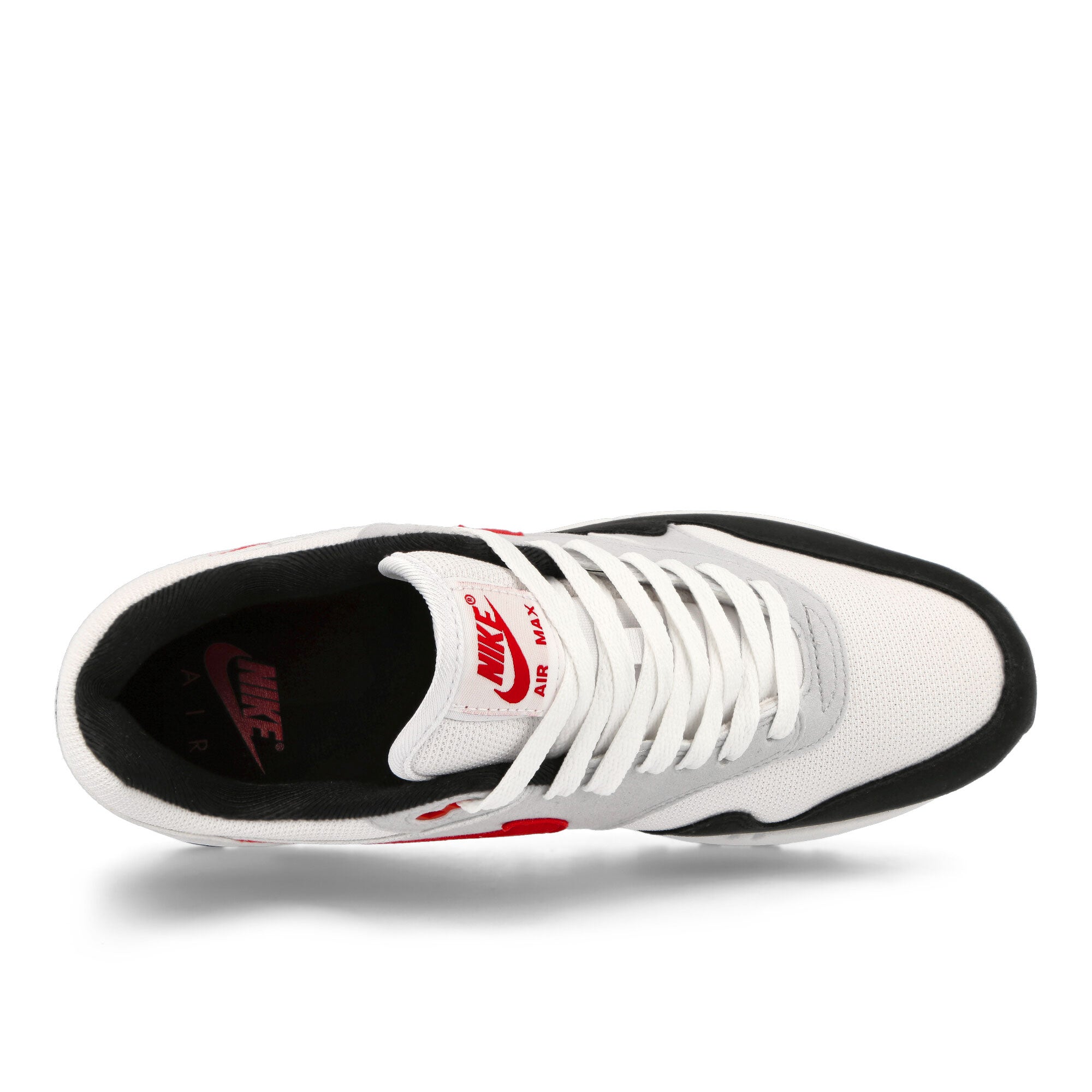 Nike Air Max 1 White / University Red - Pure Platinum - Black Low Top Sneakers  Detailfoto | Overkill