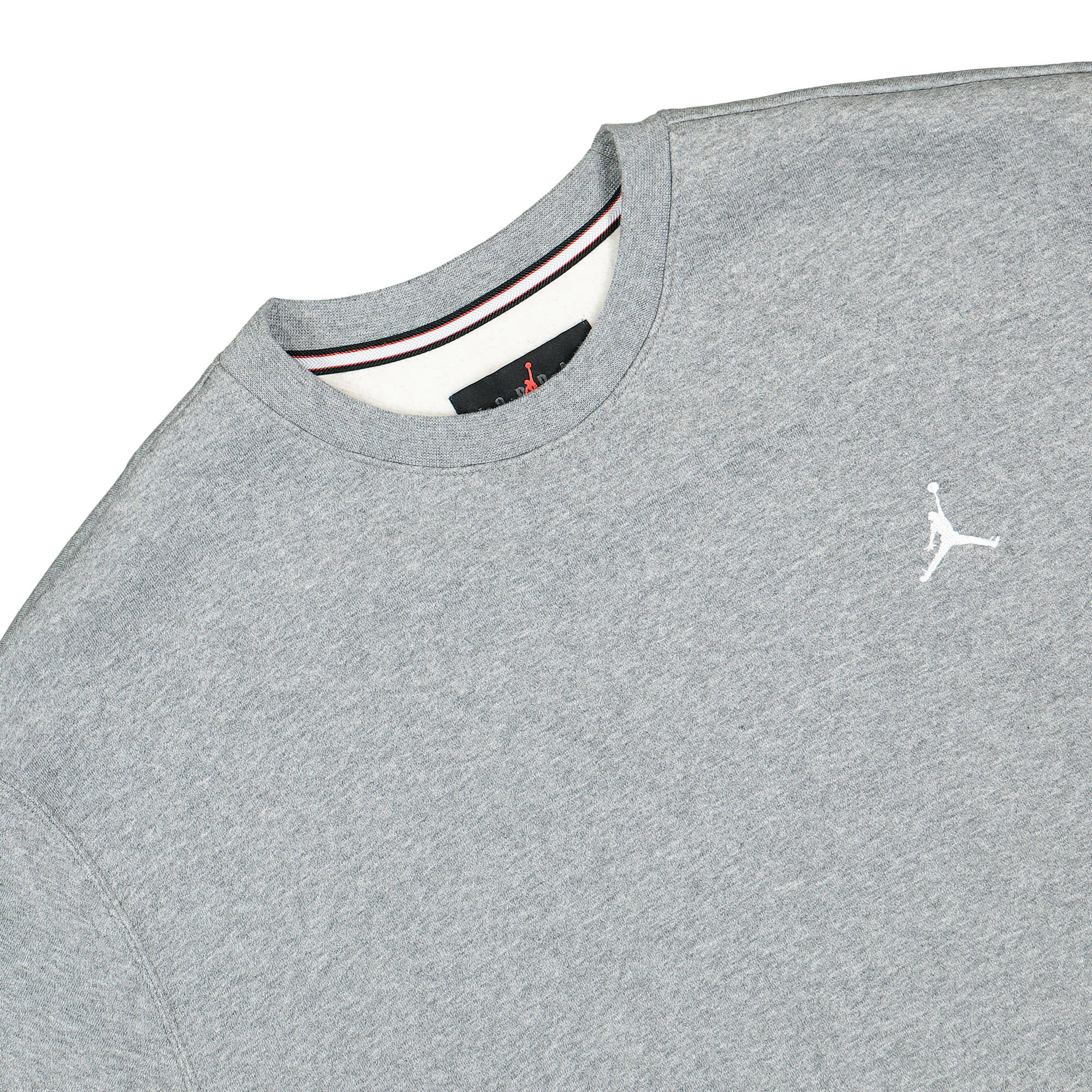 Jordan Essential Fleece Crew Carbon Heather / White Sweatshirts Close-up | Overkill