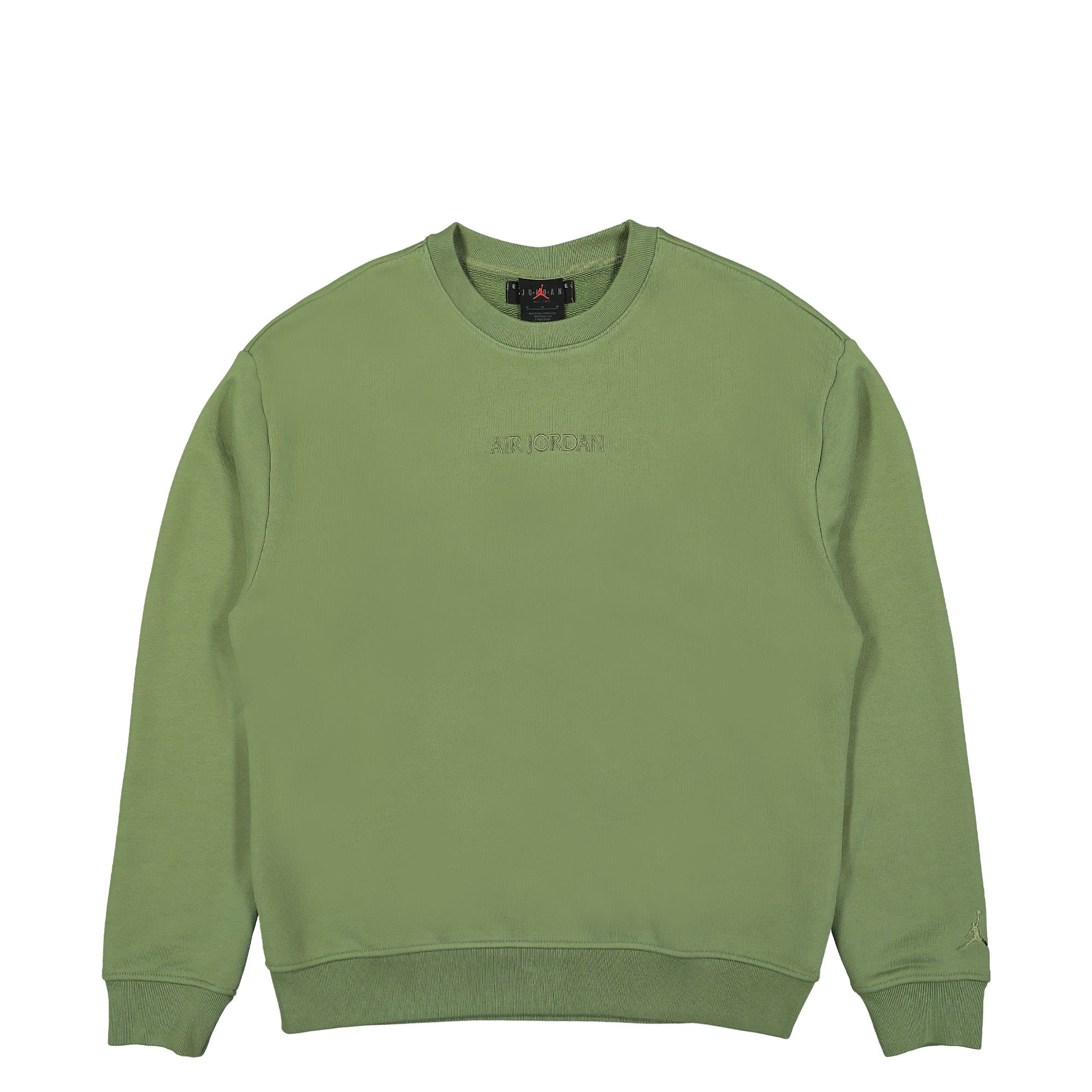 Jordan Air Jordan Wordmark Fleece Crew Sky Light Olive / Sky Light Olive Sweatshirts FJ7788 340 | Overkill