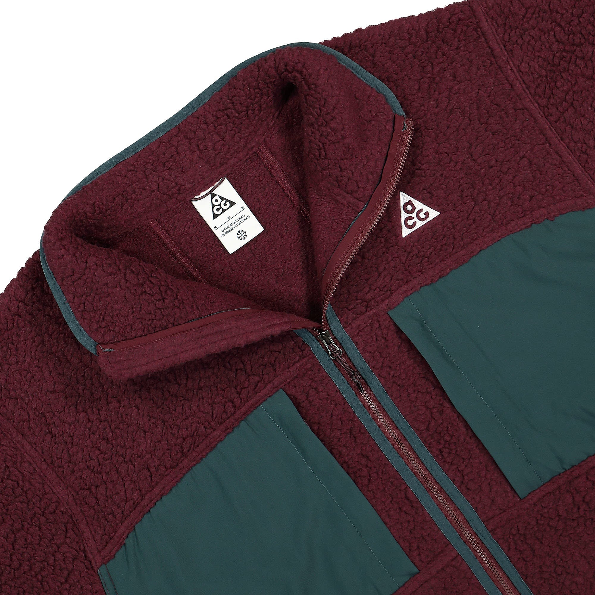Nike ACG Arctic Wolf Polartec Full-Zip Fleece Jacket Night Maroon / Deep Jungle / Summit White Fleece Jackets Close-up | Overkill