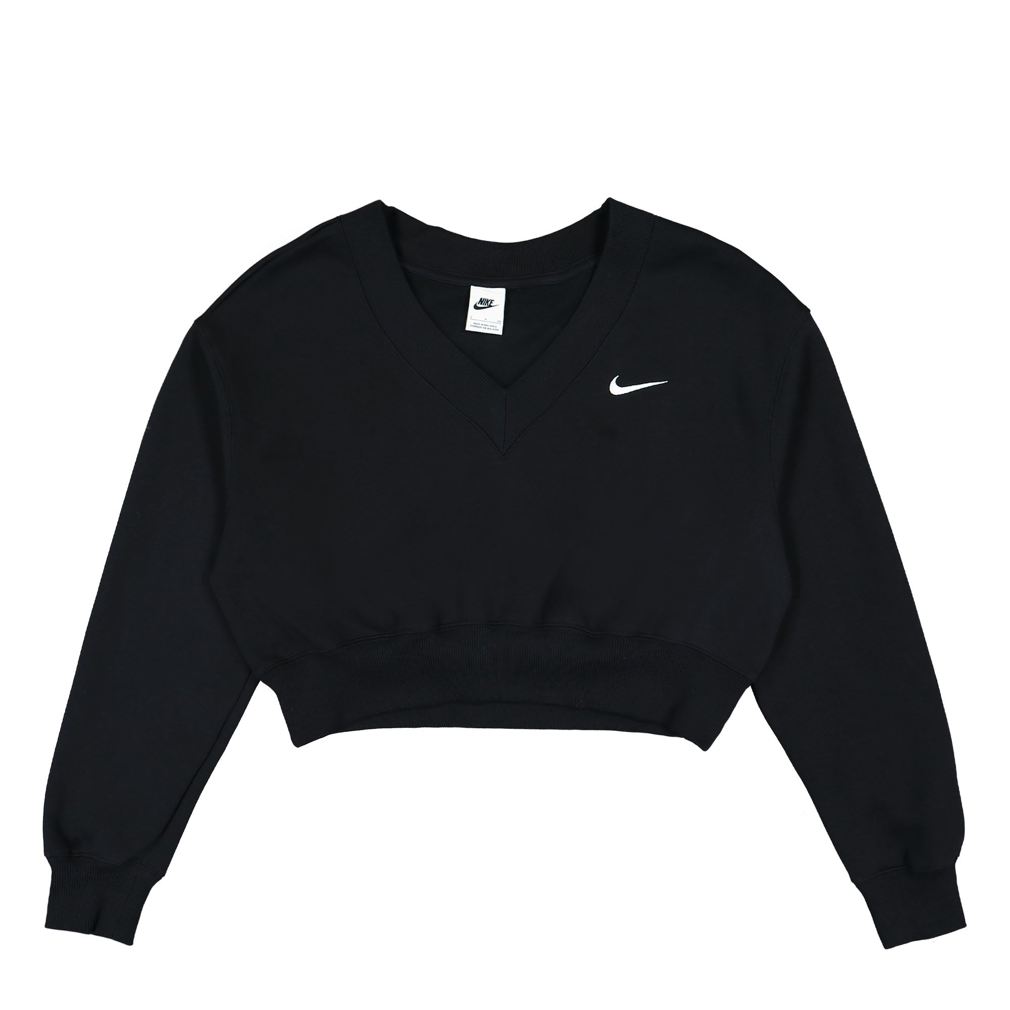 Nike W NSW Phoenix Fleece Crop Vneck Black / Sail Sweatshirts FN3651 010 | Overkill