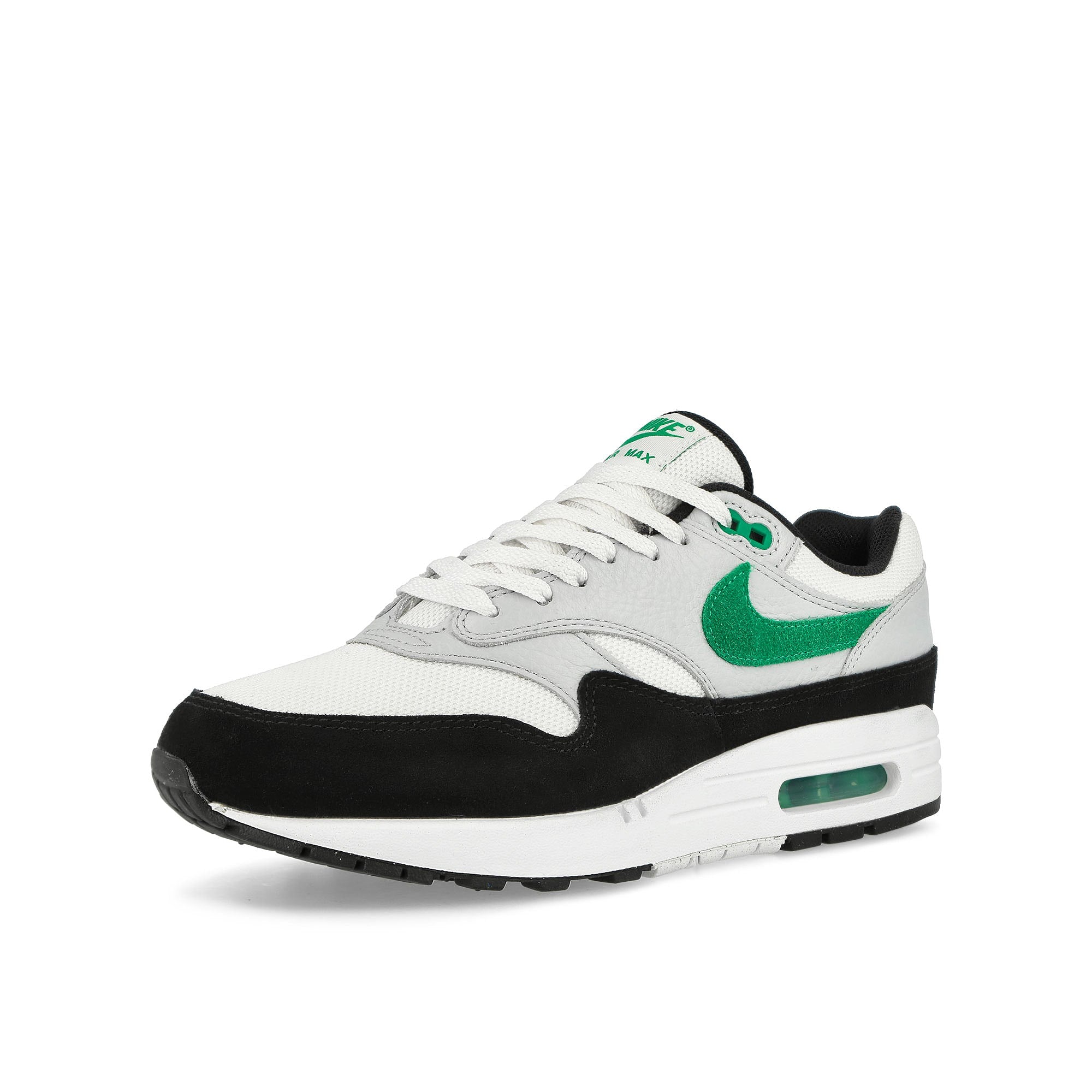 Nike Air Max 1 White / Stadium Green - Pure Platinum - Black Low Top Sneakers  Close Up | Overkill