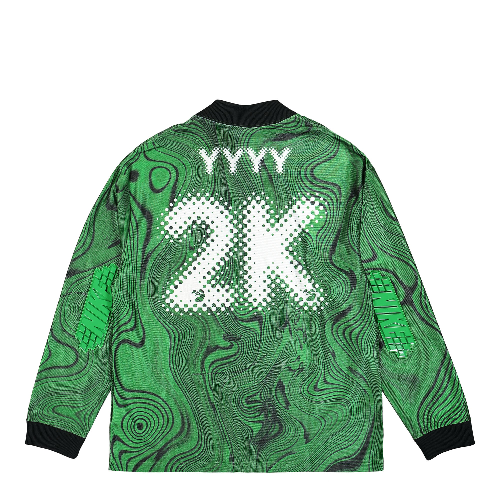 Nike Off-White x Nike AOP Jersey Kelly Green Longsleeves Close-up | Overkill