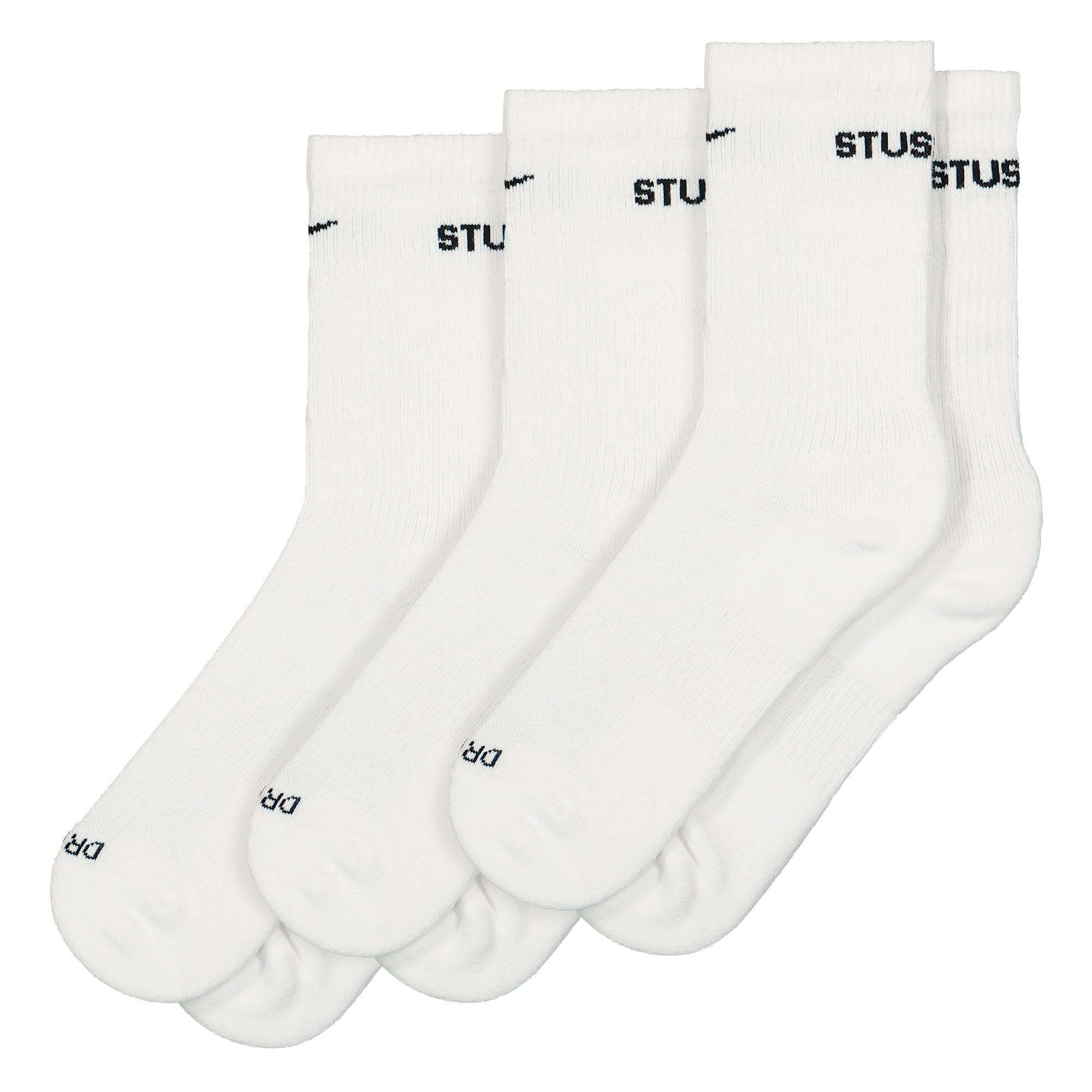 Nike Stussy x Nike Everyday Plus Crew 3 Pairs Socks White / Black Socks FQ3054 100 | Overkill