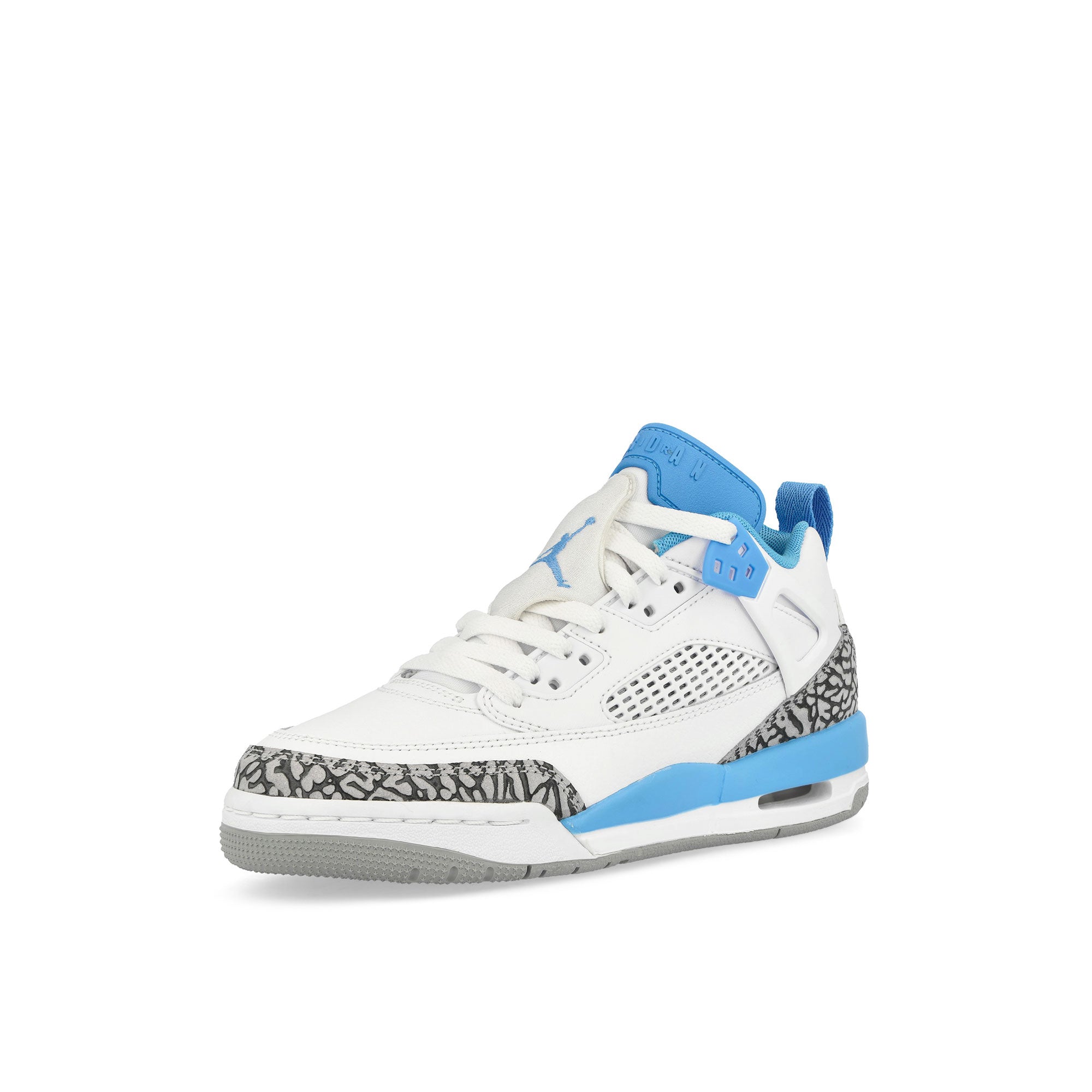 Jordan Spizike Low GS White / University / Blue-Wolf Grey Mid Top Sneakers  Close Up | Overkill