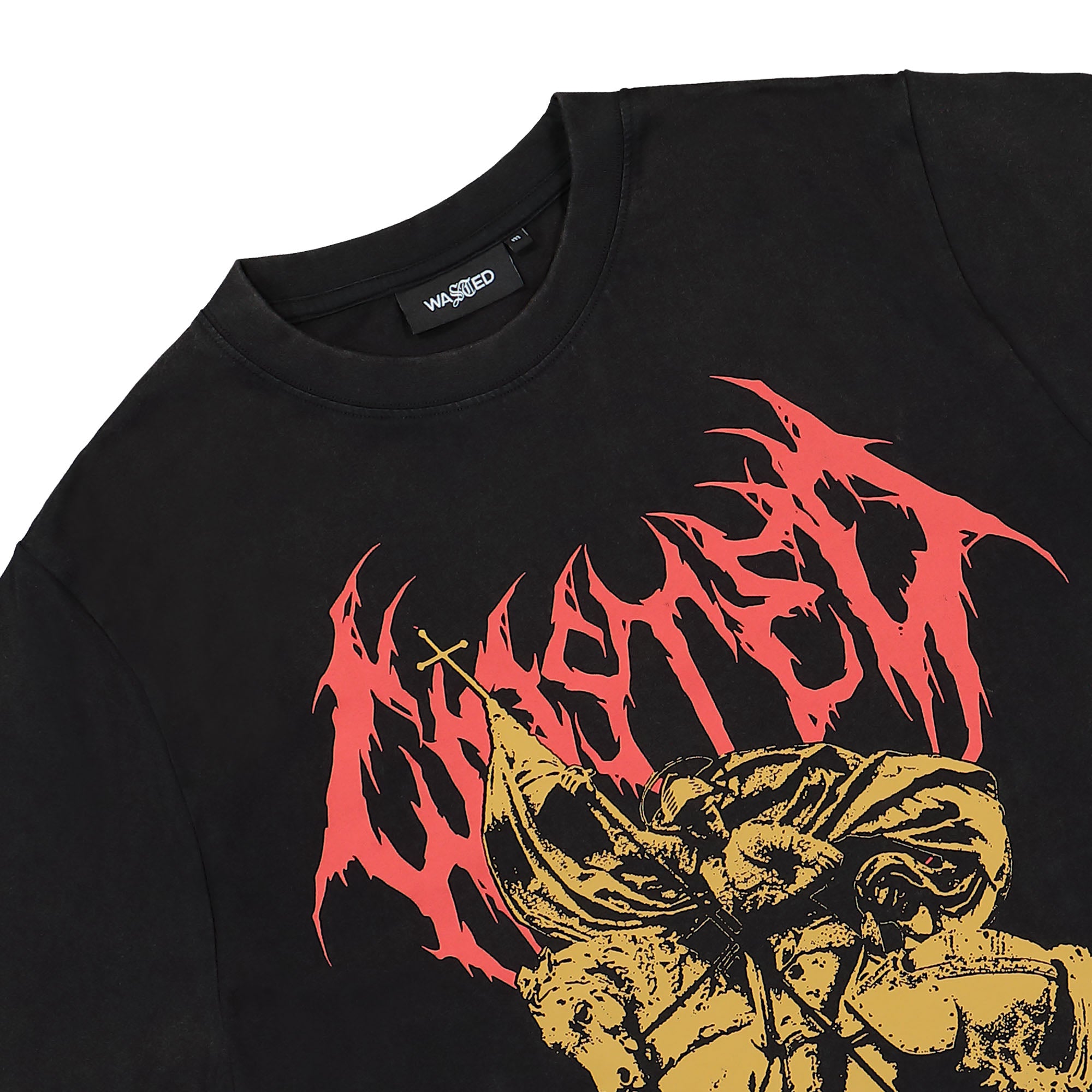Wasted Paris Age Knight Longsleeve T-Shirt Faded Black Longsleeves Close-up | Overkill