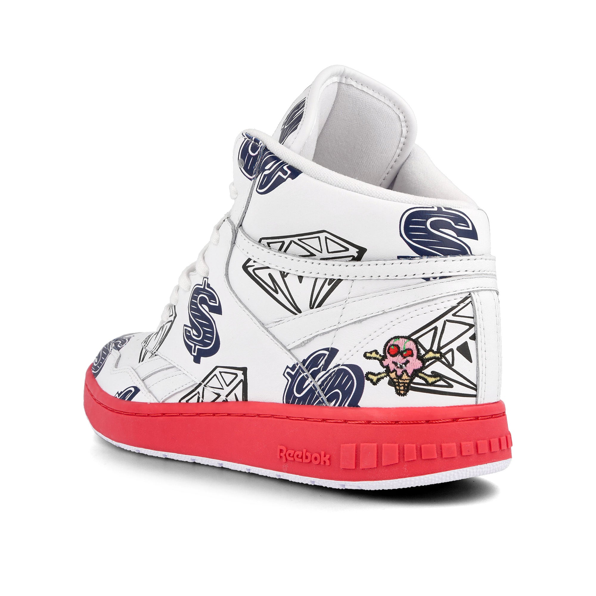 Reebok BBC Ice Cream x Reebok BB 4600 MU White / Panton / Collegiate Navy  Close-up | Overkill