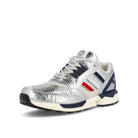 Concepts x adidas ZX 9000 Boston Marathon Silver Metallic / Scarlet / Collegiate Navy Low Top Sneakers FX9966 Close-up | Overkill