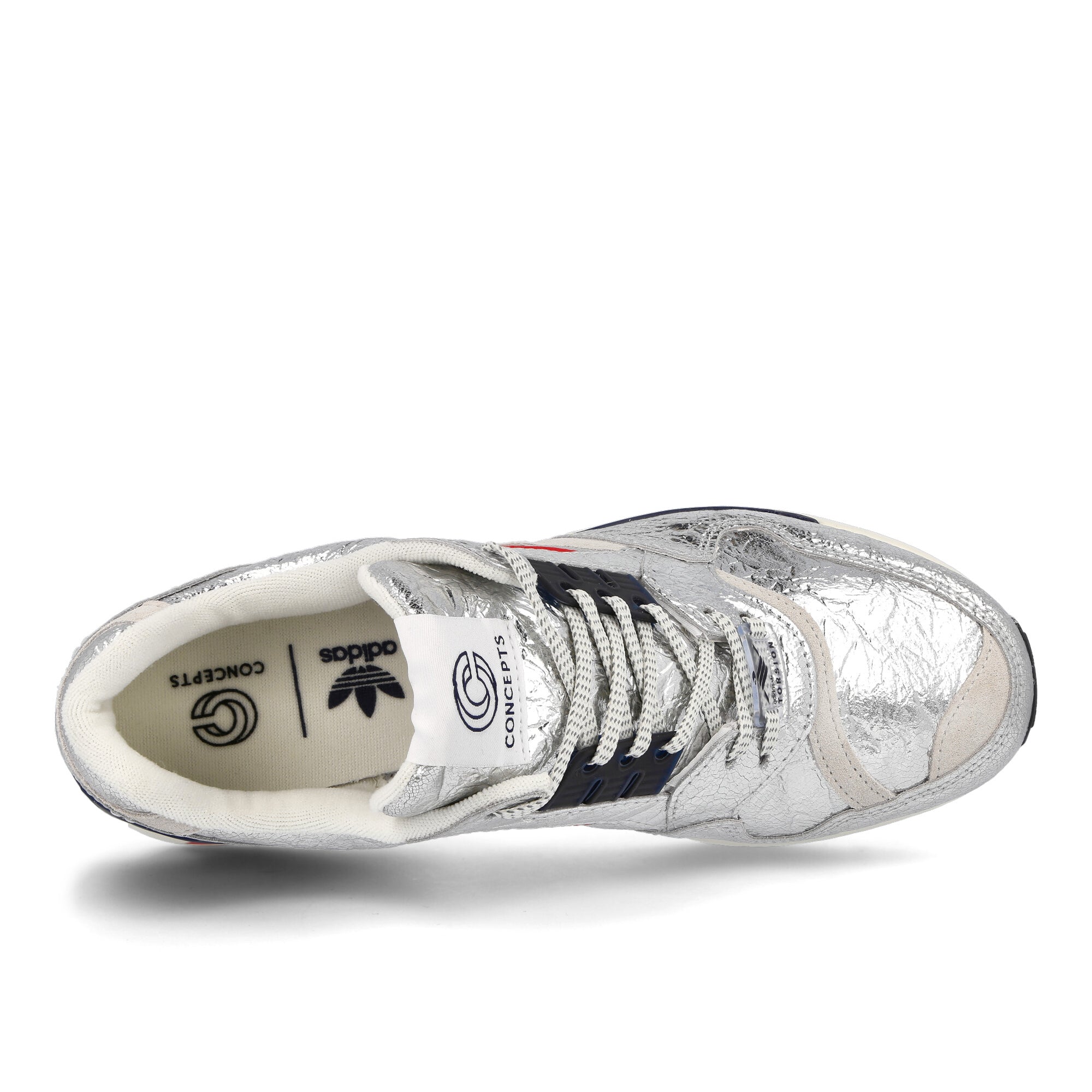 Concepts x adidas ZX 9000 Boston Marathon Silver Metallic / Scarlet / Collegiate Navy Low Top Sneakers FX9966 Detailfoto | Overkill