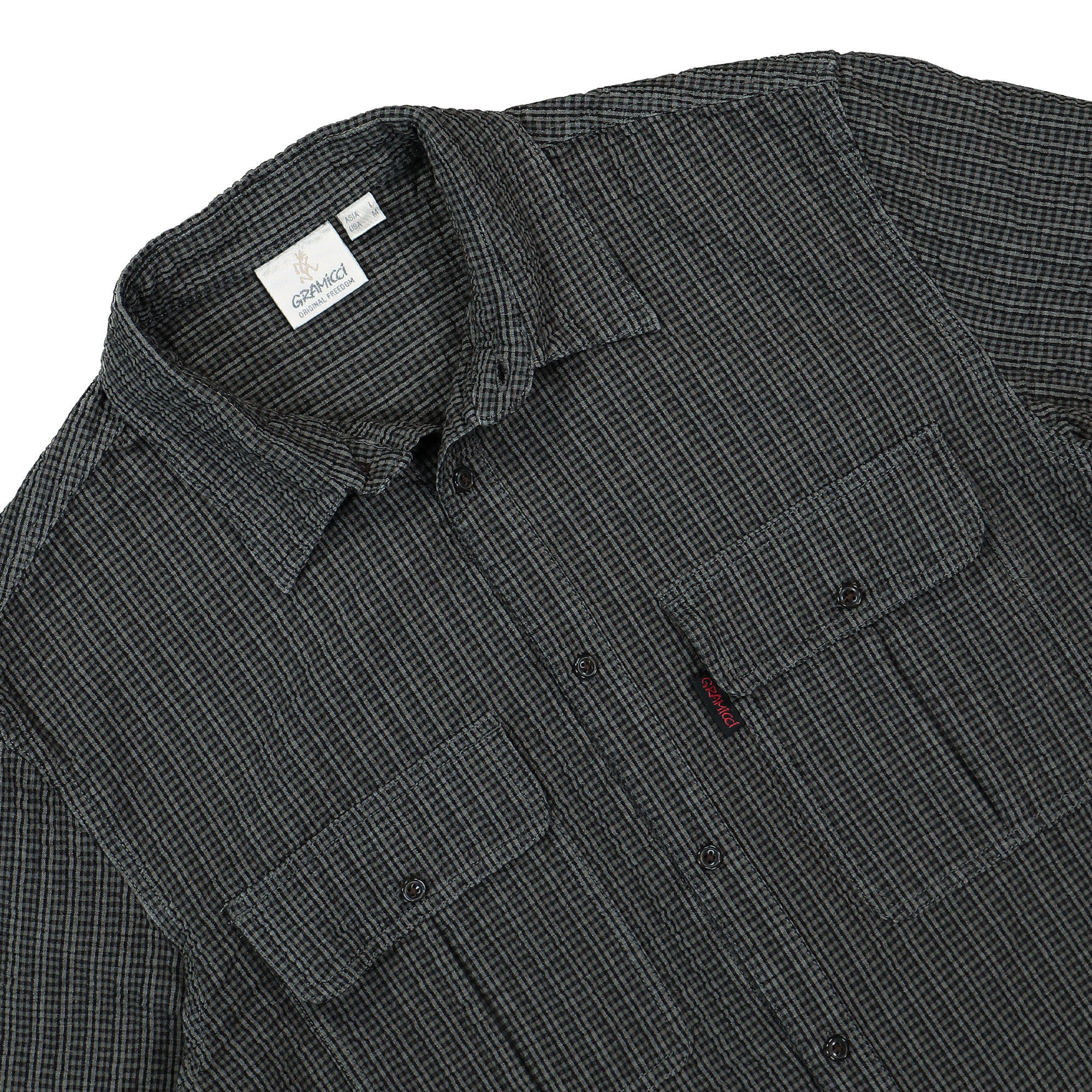 Gramicci O.G. Seersucker Canyon Shirt Deep Grey Shirts Close-up | Overkill