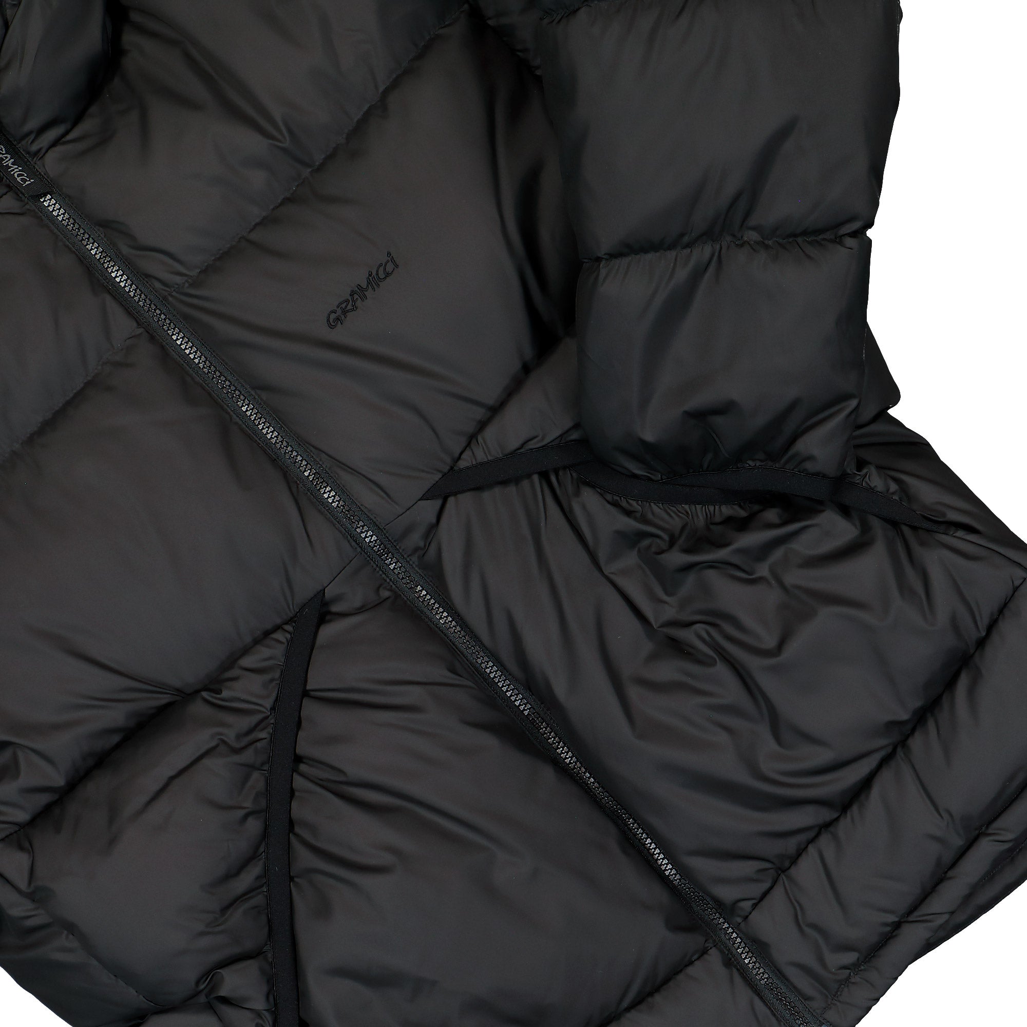 Gramicci Coldfront Hooded Down Jacket Black Bomber Jacket G6FM-J008-Black Detail View 1 | Overkill

