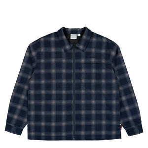 Gramicci Zip Up Insulated Flannel Shirt Navy Shadow Plaid Shirt G6FM-J052-Navy Shadow Plaid | Overkill
