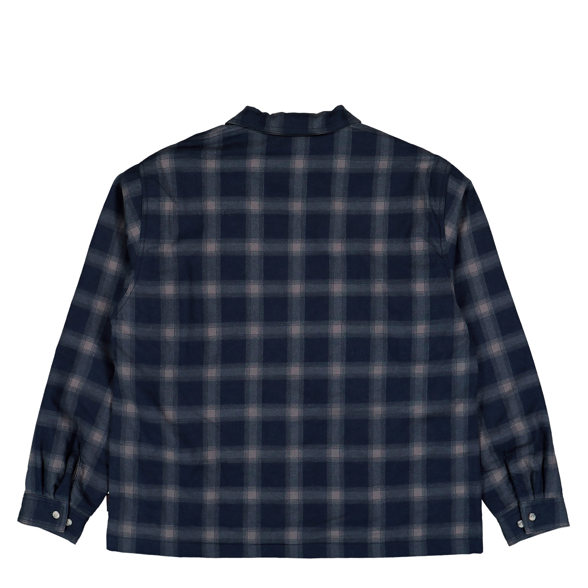 Gramicci Zip Up Insulated Flannel Shirt Navy Shadow Plaid Shirt G6FM-J052-Navy Shadow Plaid Close-up | Overkill
