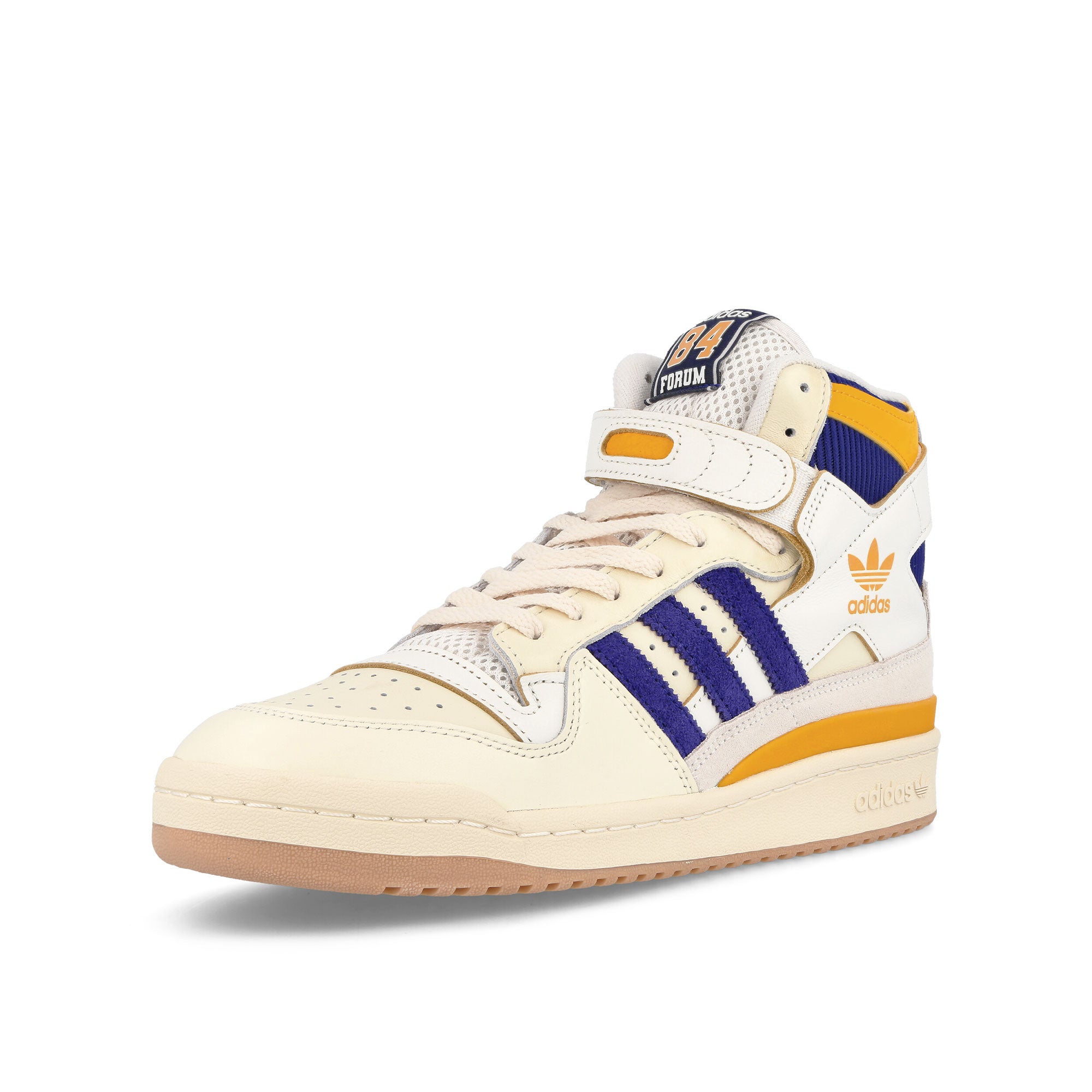 adidas forum 84 high Cream White-Collegiate Purple-Co Gold Sneakers  Close Up | Overkill