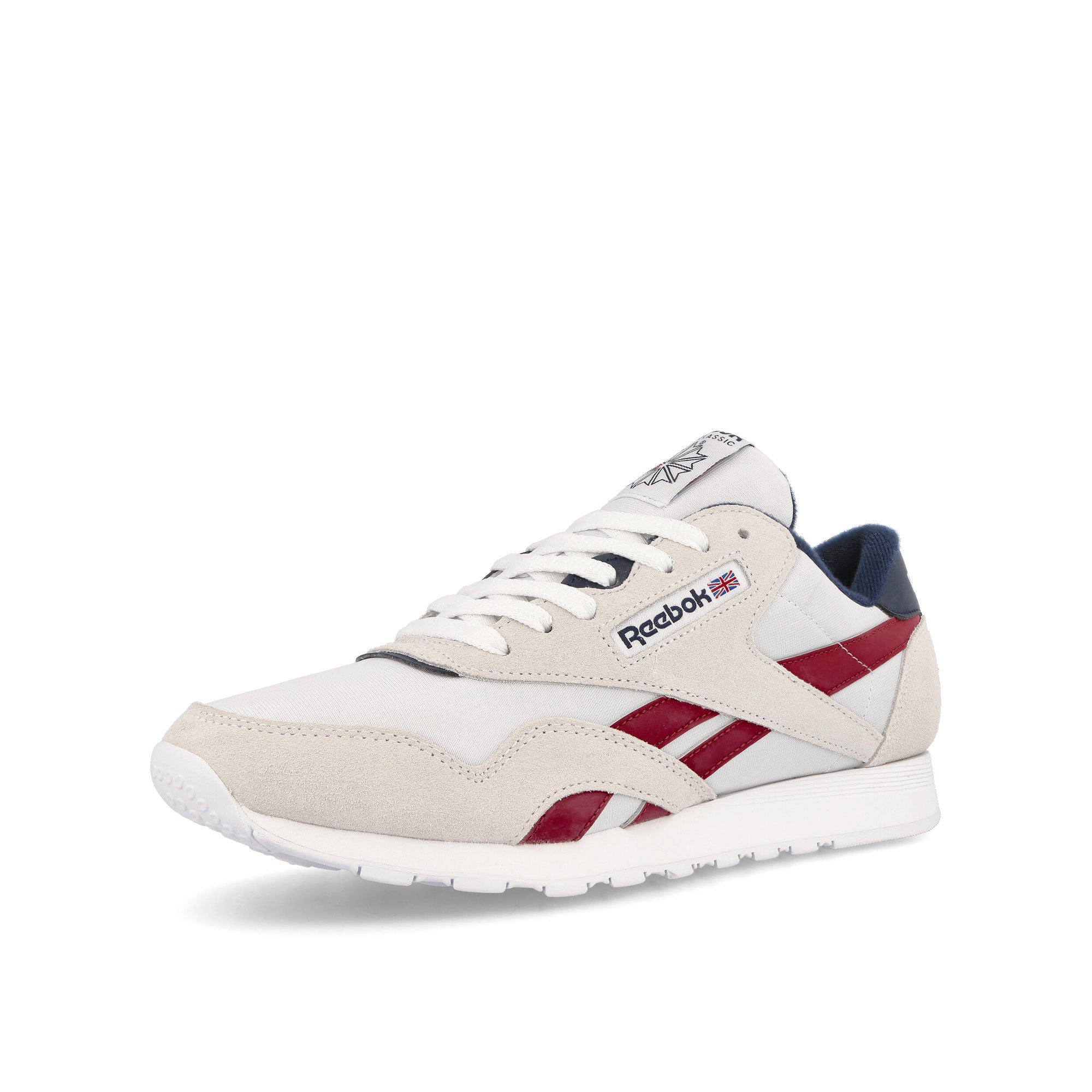 Reebok Classic Nylon Cloud White / Flash Red / Vector Navy Low Top Sneakers  Close Up | Overkill