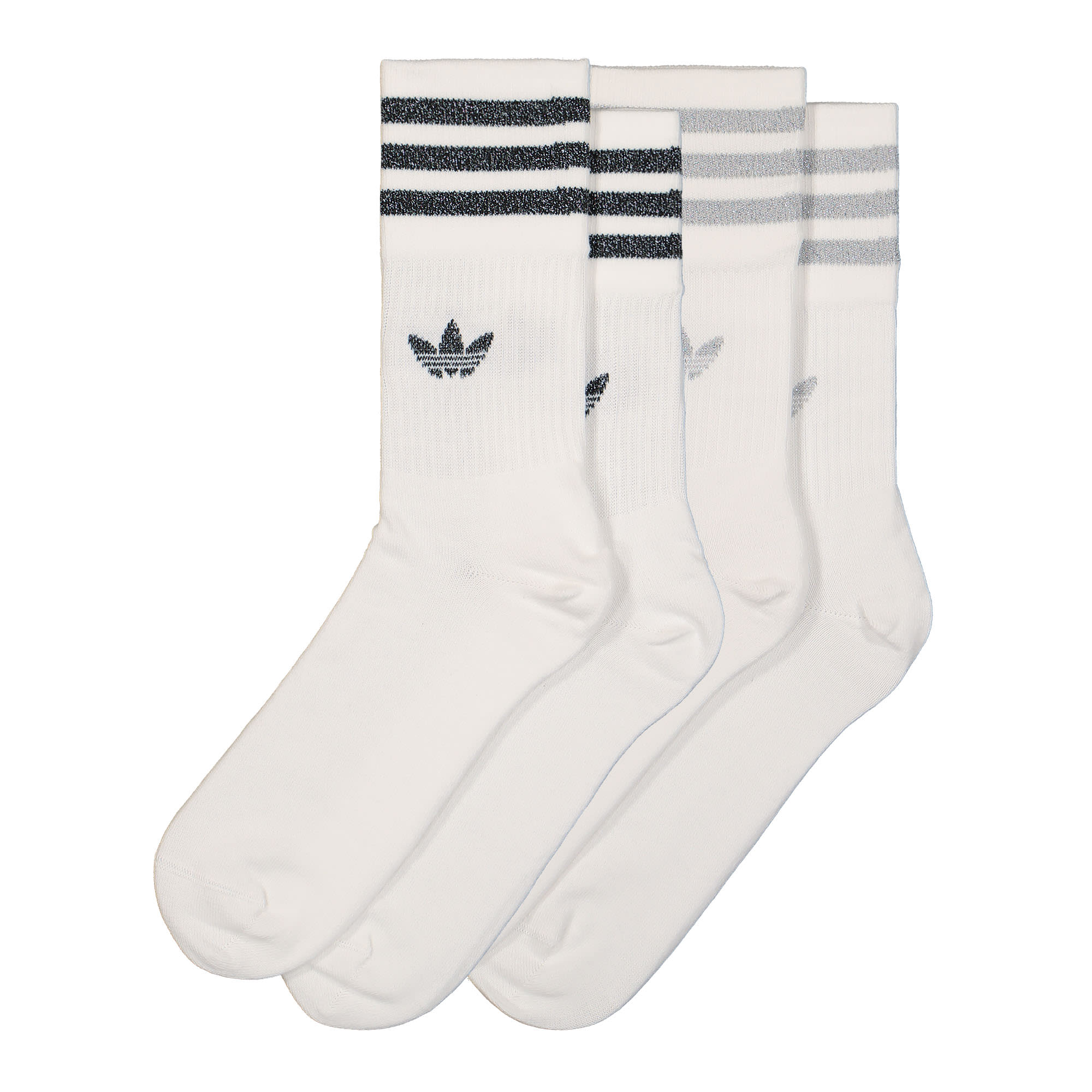 adidas Mid Cut Glitter Crew Socks White / Grey Two / Black Socks HC9561 | Overkill