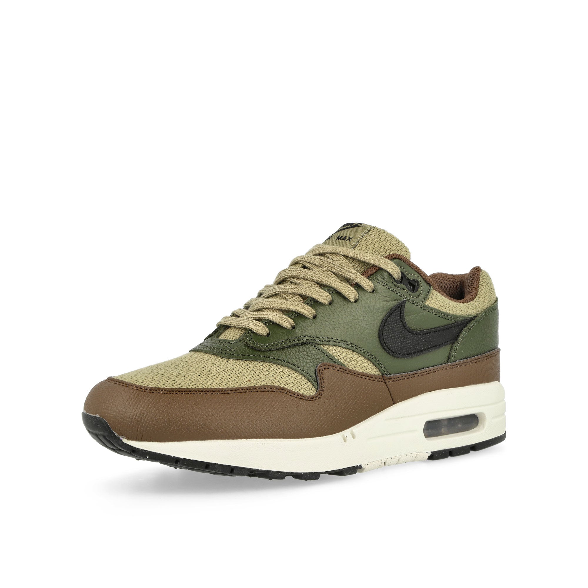 Nike Air Max 1 Essential PRM Neutral Olive / Black - Cargo Khaki Low Top Sneakers  Close Up | Overkill