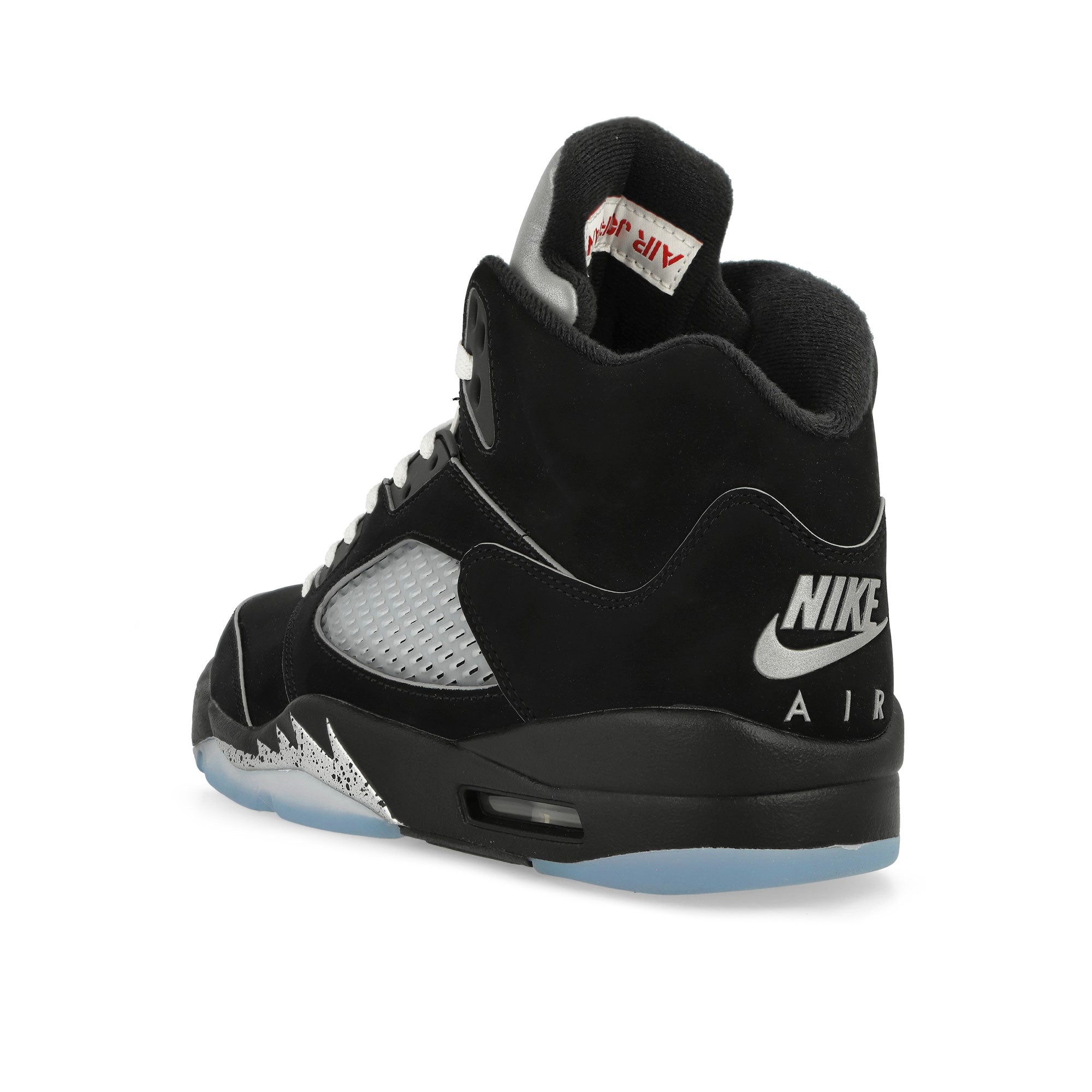 Jordan Air Jordan 5 Retro Black / White - Metallic Silver - Fire Red High Top Sneakers  Close Up | Overkill