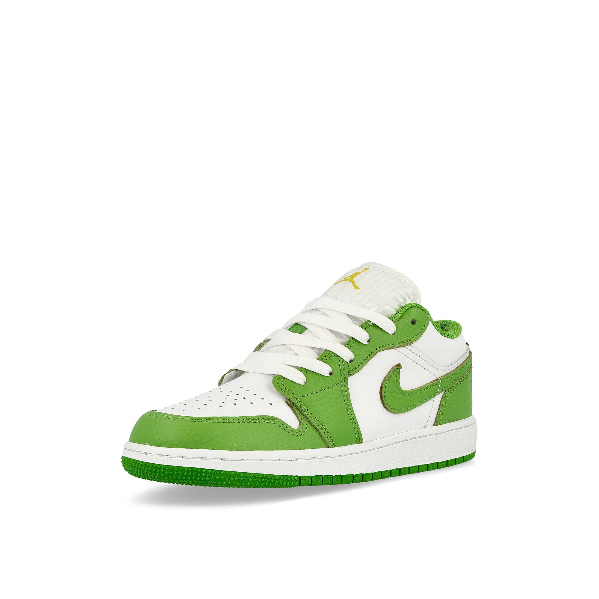 Jordan Air Jordan 1 Low SE GS White / Chlorophyll - Lightening Low Top Sneakers  Close Up | Overkill