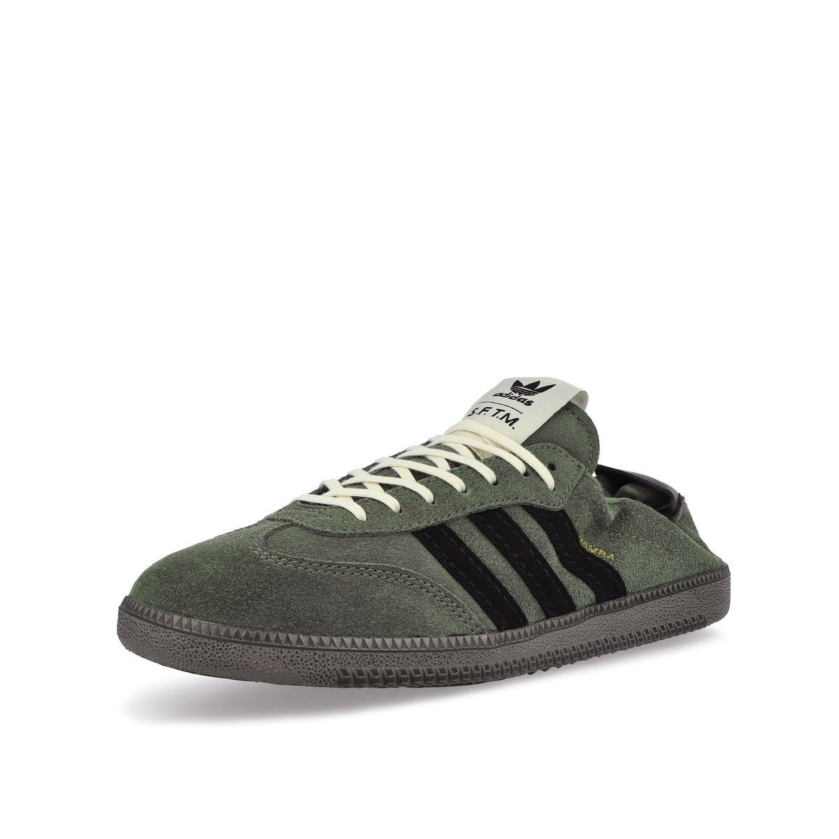 Song for the Mute x adidas Samba OG Base Green / Core Black / Gold Metallic sneaker HP8257 Close-up | Overkill
