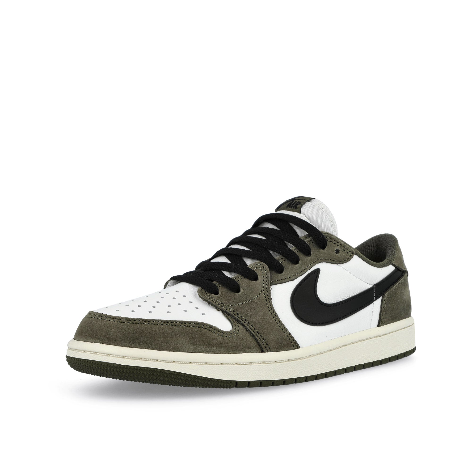 Air Jordan 1 Retro Low Medium Olive / Black - Summit White - Sail Low Top Sneakers HQ6998 200 Close-up | Overkill