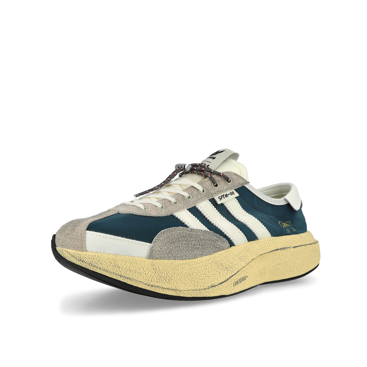 Song for the Mute x adidas SL 72 Pro Wild Teal / Core White / Easy Yellow Low Top Sneakers HQ7603 Close-up | Overkill
