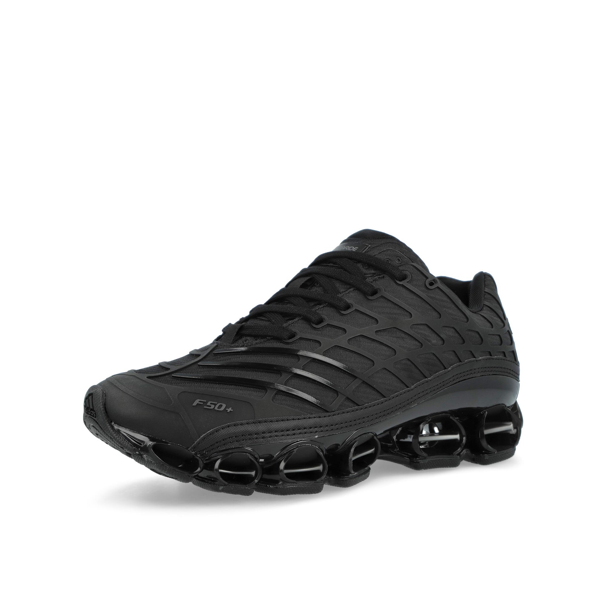 adidas  Megaride F50 Core Black / Core Black / Iron Metallic Low Top Sneakers HQ9343 Close-up | Overkill
