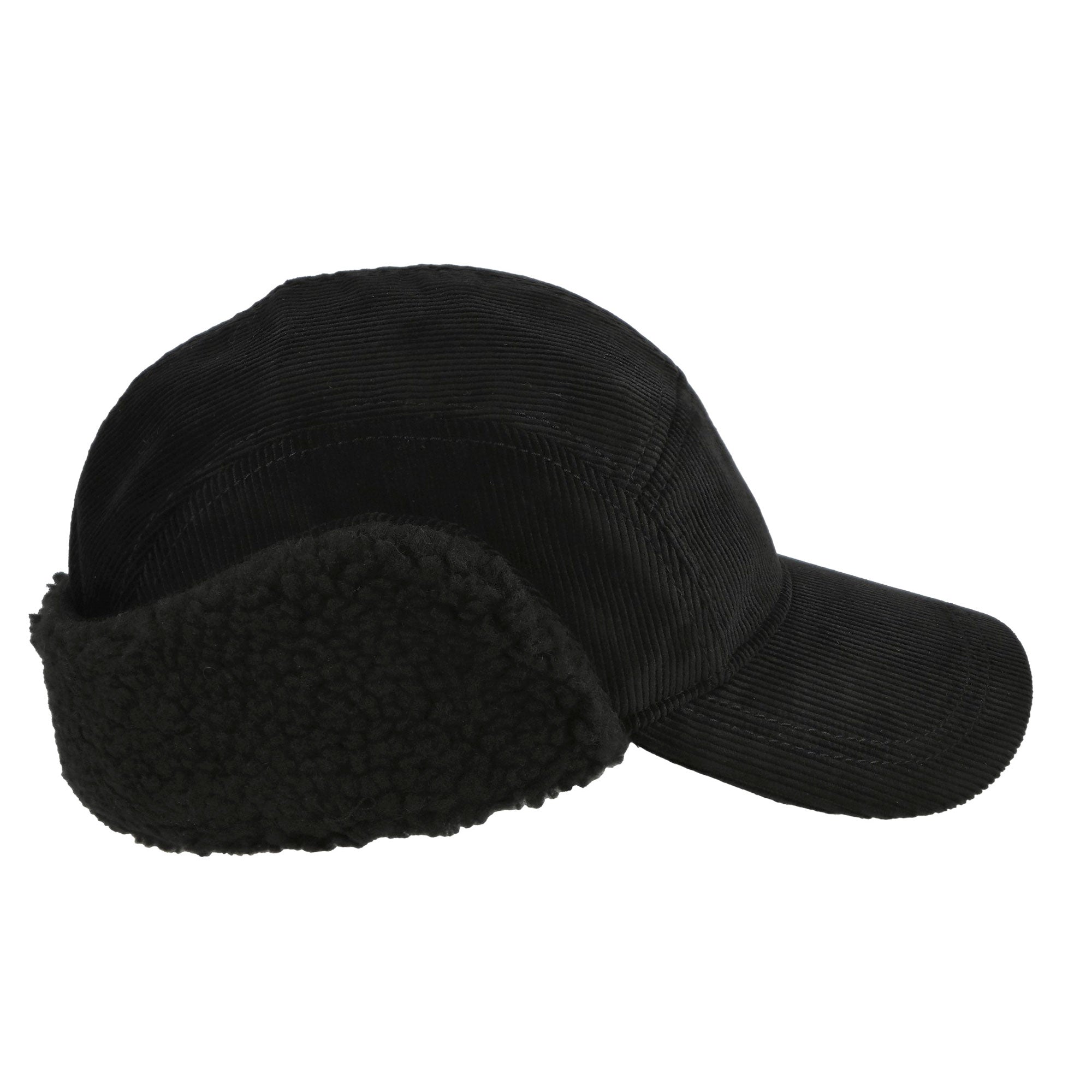 Fred Perry Corduroy Trapper Cap Black/Dark Caramel Caps Detail view 1 | Overkill