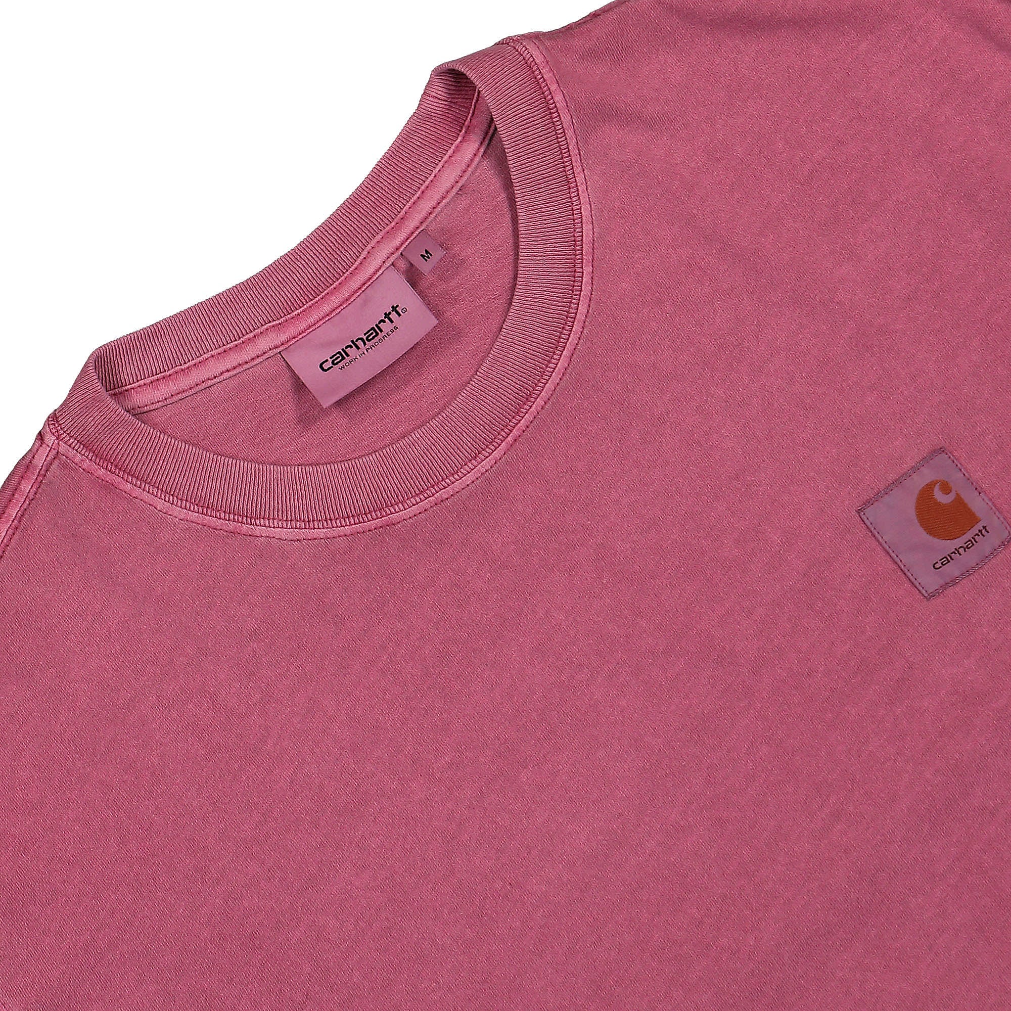 Carhartt WIP S/S Nelson T-Shirt Magenta Garment Dyed T-Shirts Close-up | Overkill