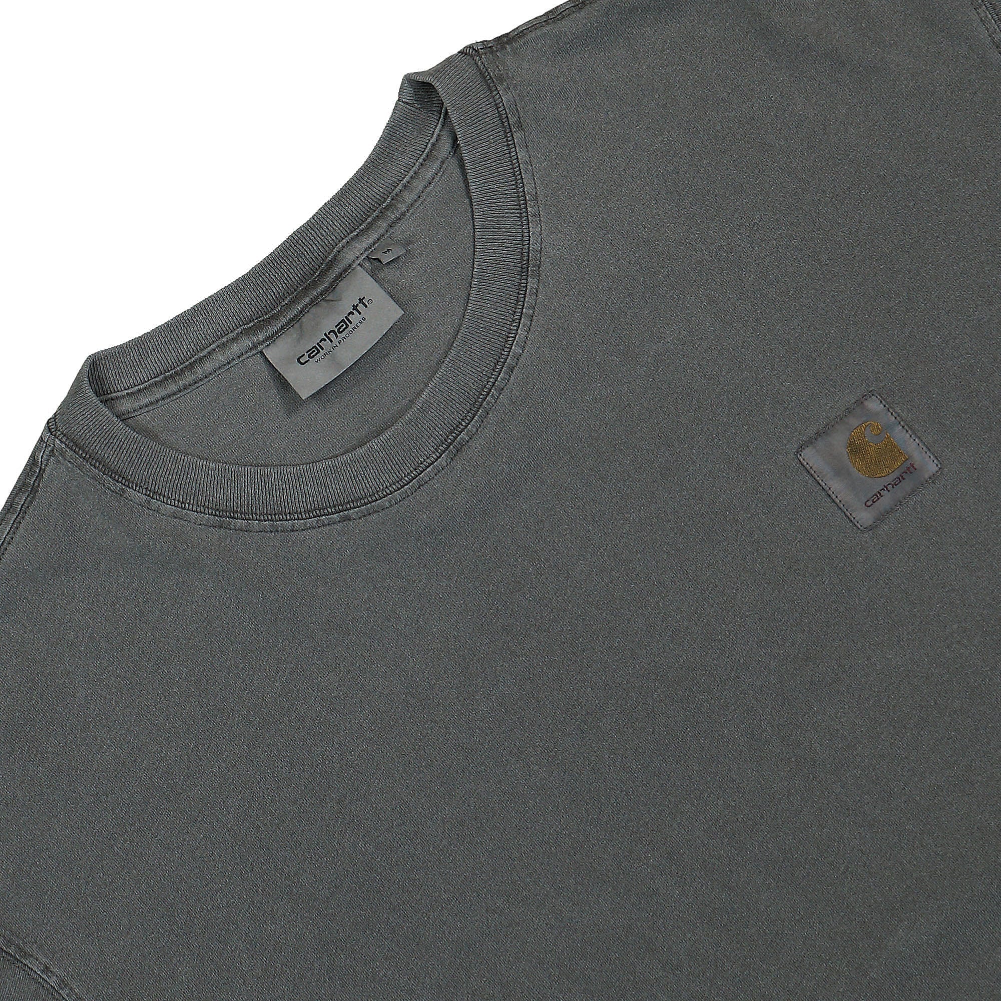 Carhartt WIP S/S Nelson T-Shirt Charcoal Garment Dyed T-Shirts Close-up | Overkill