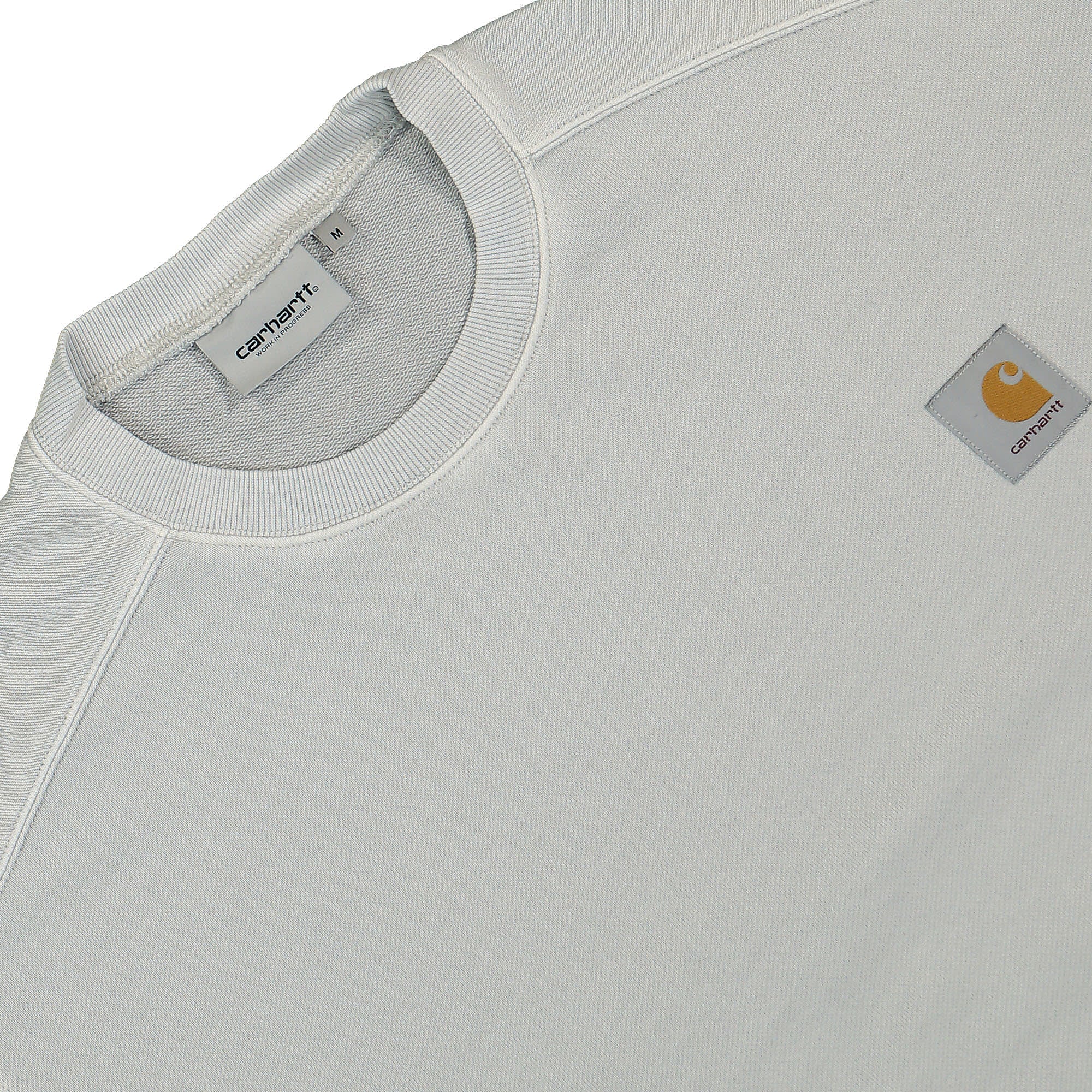 Carhartt WIP Nelson Sweatshirt Sonic Silver Garment Dyed Sweatshirts Close-up | Overkill