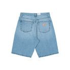 Carhartt WIP Landon Short Blue Heavy Worn Bleached Shorts I030469.01.WU.00 Close-up | Overkill
