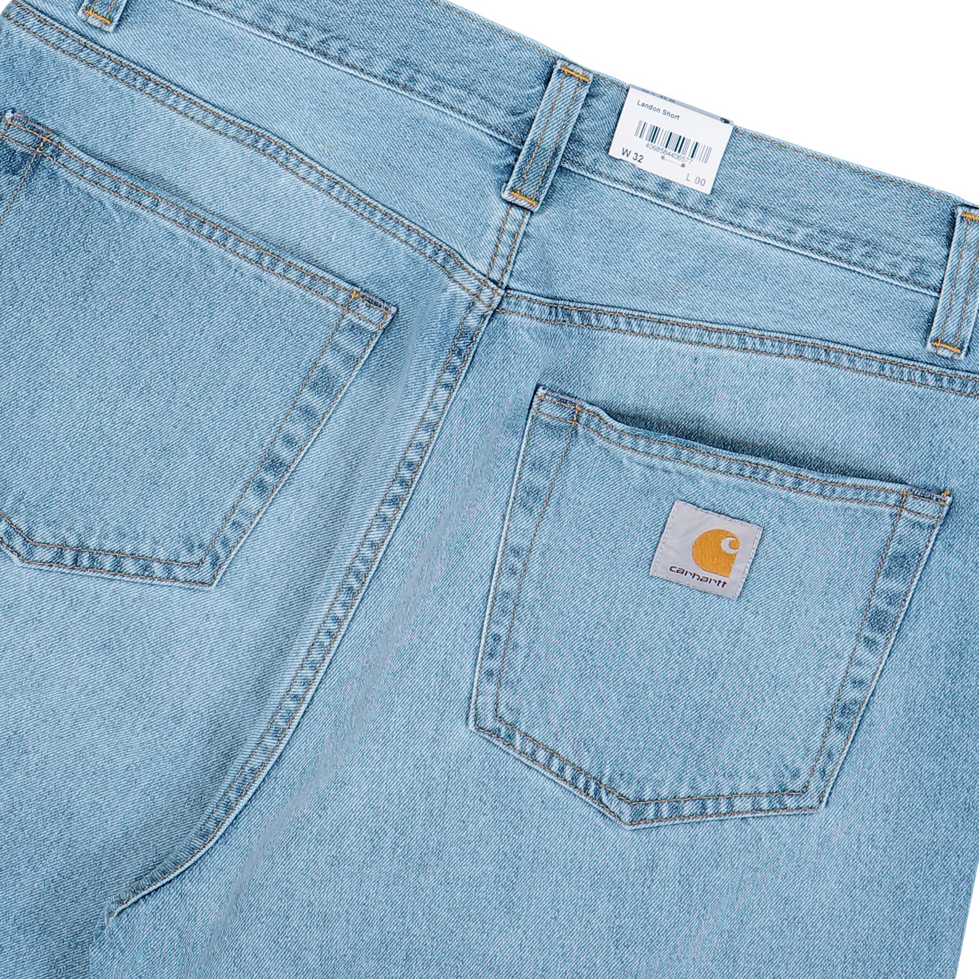 Carhartt WIP Landon Short Blue Heavy Worn Bleached Shorts I030469.01.WU.00 Detail View 2 | Overkill
