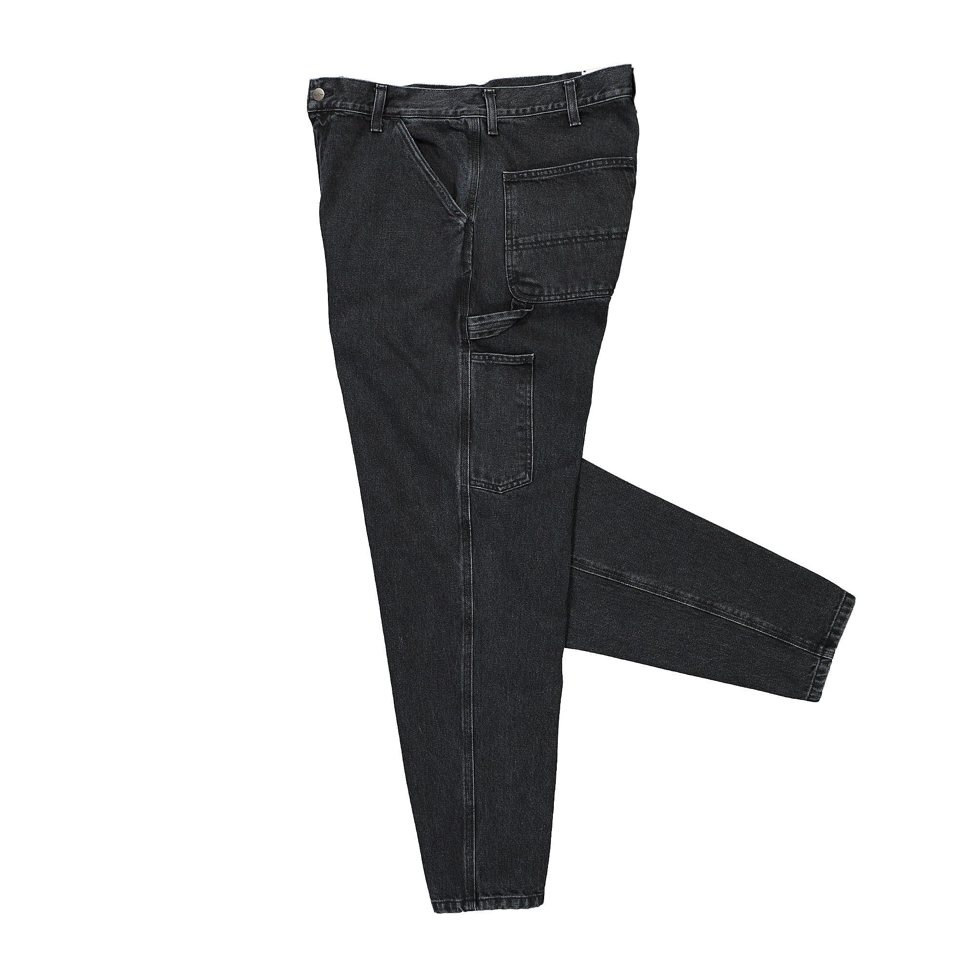 Carhartt WIP Single Knee Pant Smith Black Stone Washed Jeans Close-up | Overkill