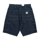 Carhartt WIP Single Knee Short Blue Rinsed Shorts I032026.01.02.00 Close-up | Overkill
