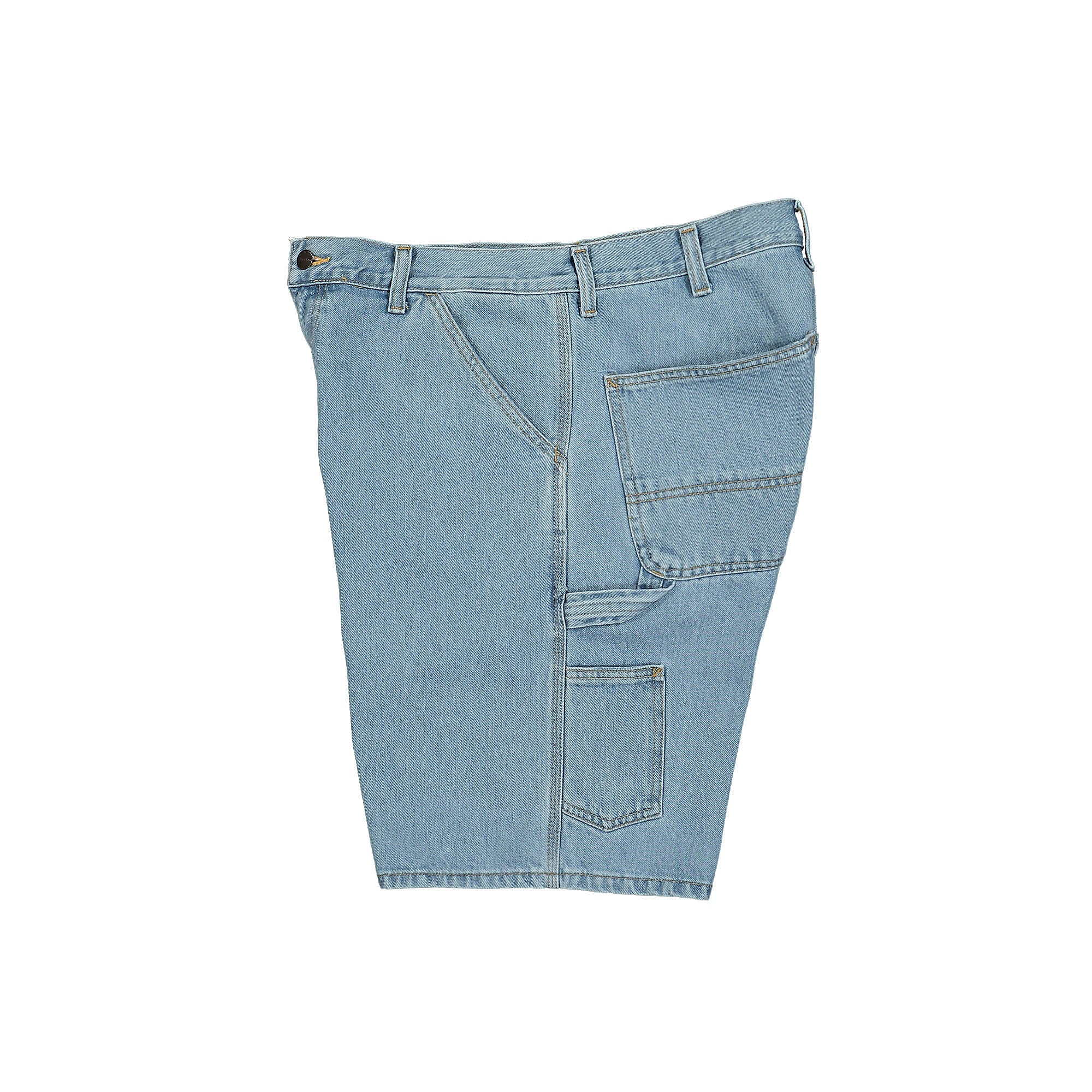Carhartt WIP Single Knee Short Smith Blue Heavy Stone Bleached Shorts Close-up | Overkill