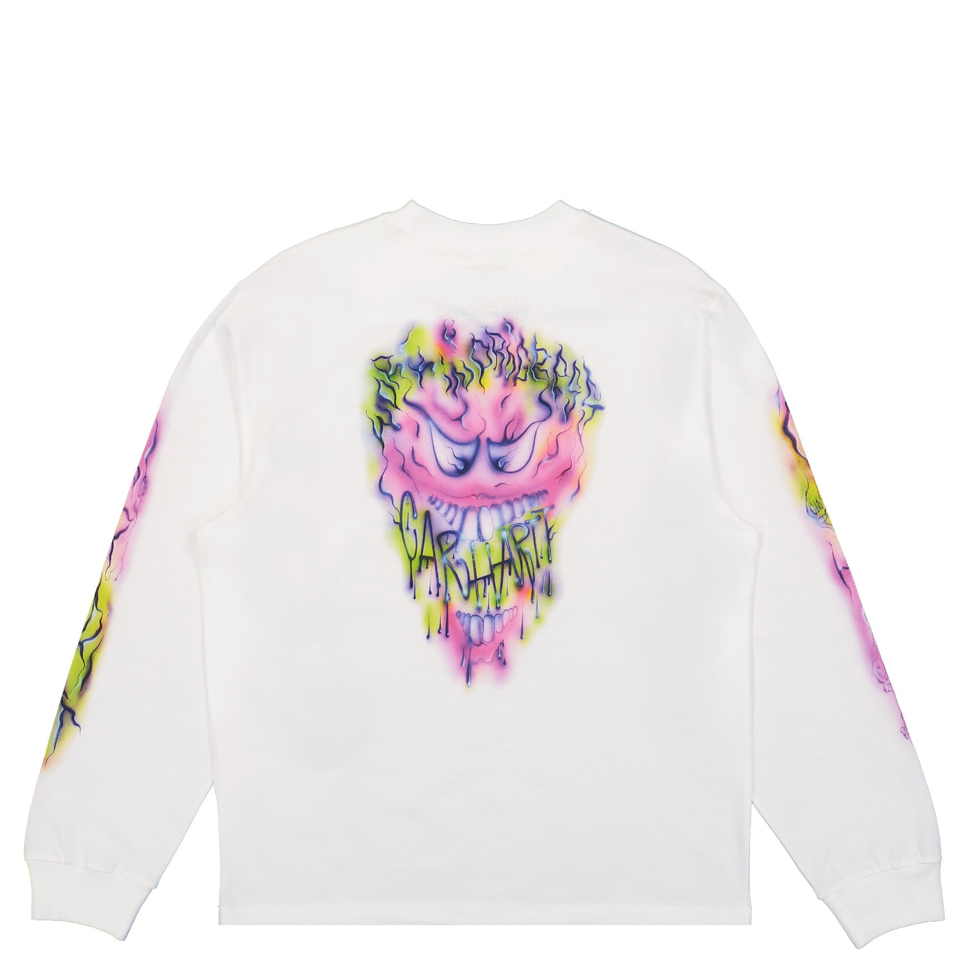 Carhartt WIP W L/S Babybrush Grin T-Shirt White Longsleeves Close-up | Overkill