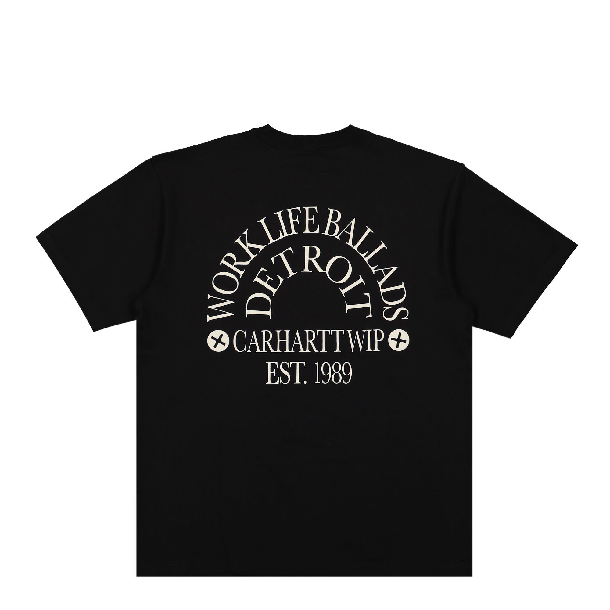 Carhartt WIP S/S Work Varsity T-Shirt Black / Wax T-Shirts Close-up | Overkill