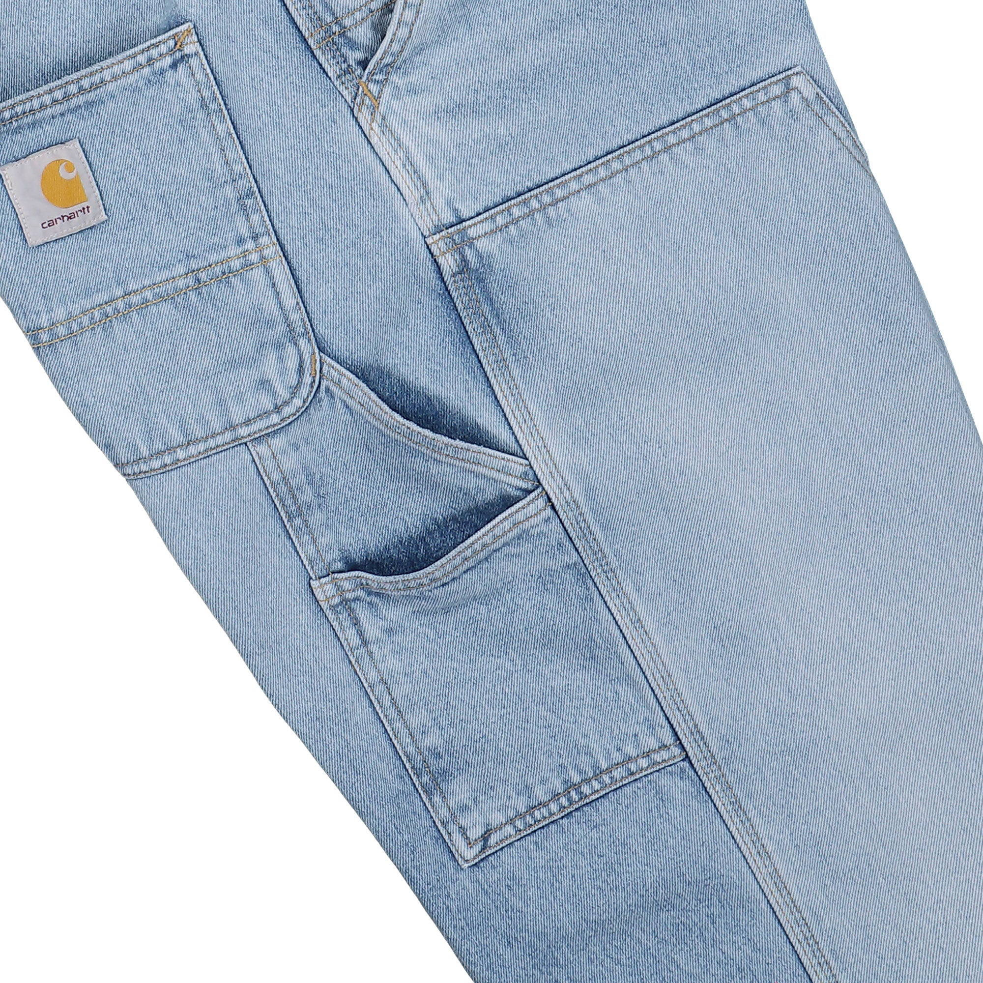 Carhartt WIP Double Knee Pant Blue Heavy Worn Bleach Jeans I032699.01.WU.32 Detail View 3 | Overkill

