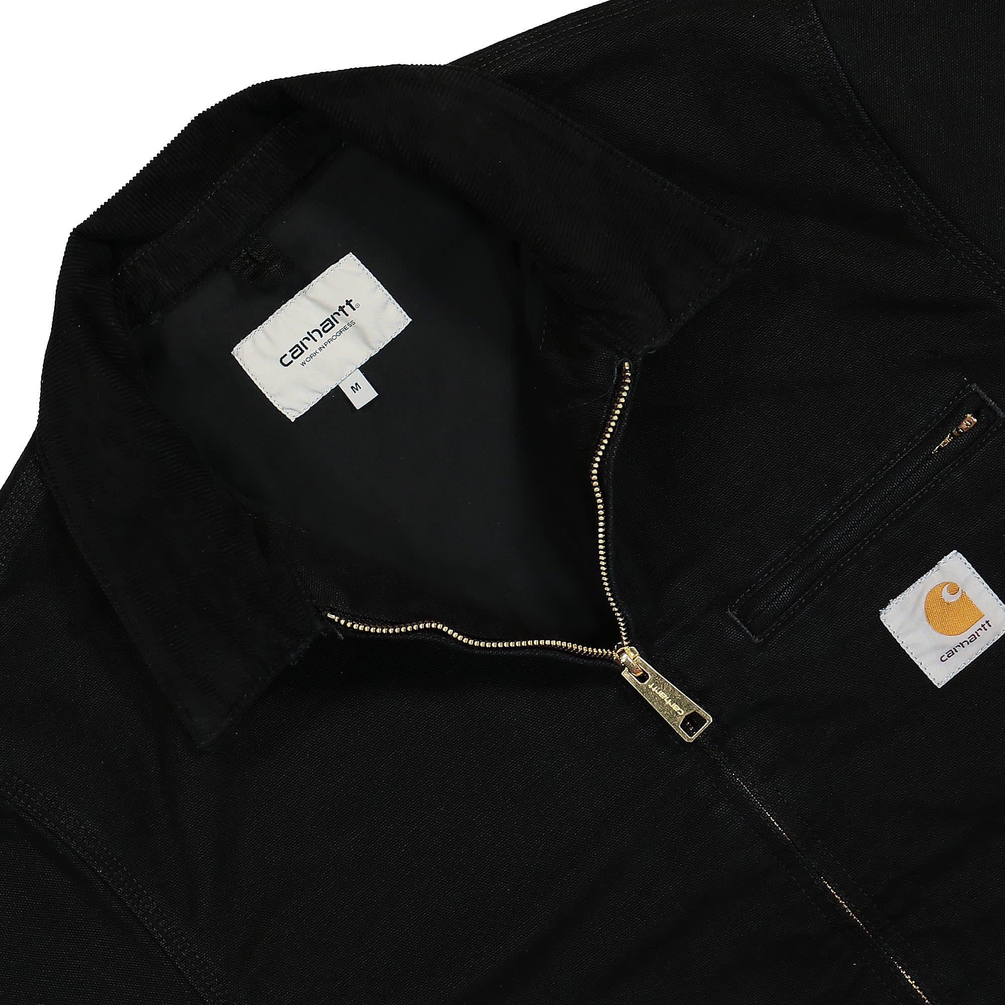 Carhartt WIP Detroit Jacket Dearborn Black / Black Aged Canvas Jackets Close-up | Overkill
