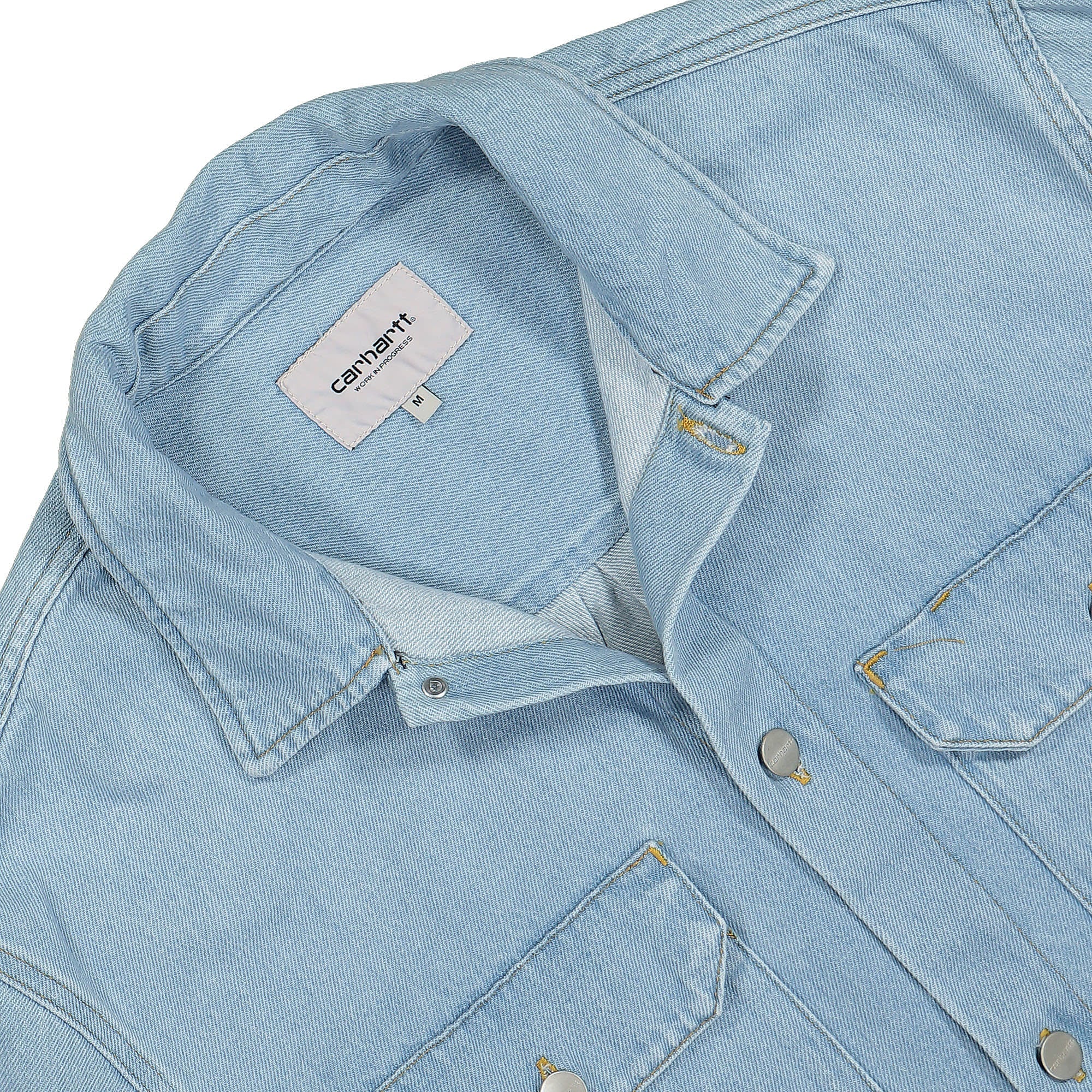 Carhartt WIP Harvey Shirt Jacket Olympia Blue Stone Bleached Jackets Close-up | Overkill