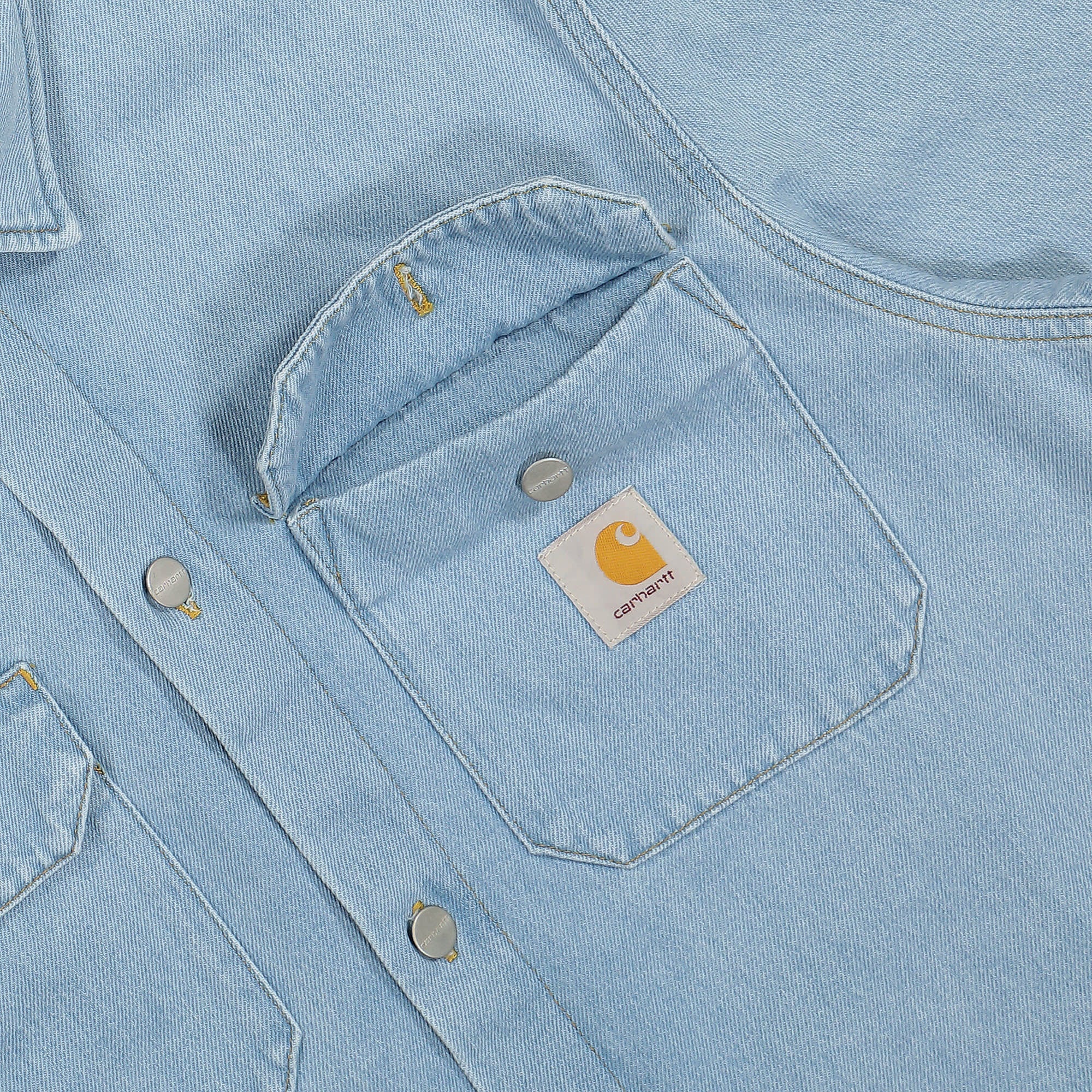Carhartt WIP Harvey Shirt Jacket Olympia Blue Stone Bleached Jackets Detailfoto | Overkill