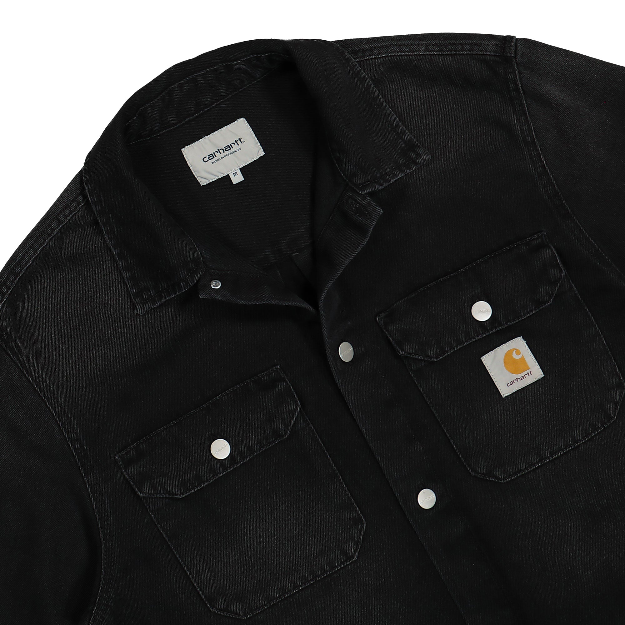 Carhartt WIP Harvey Shirt Jac Black Dark Used Wash Shirts Close-up | Overkill