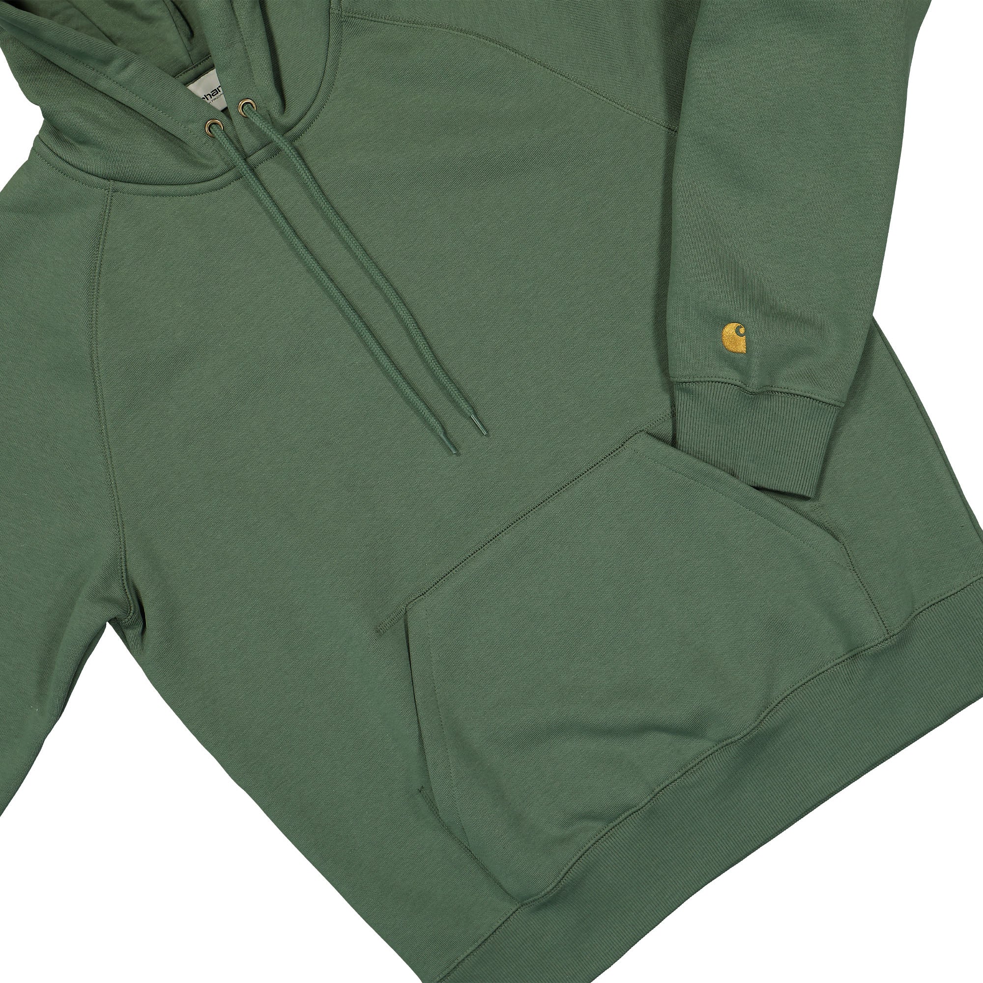 Carhartt WIP Hooded Chase Sweat Duck Green / Gold Hoodies Close-up | Overkill