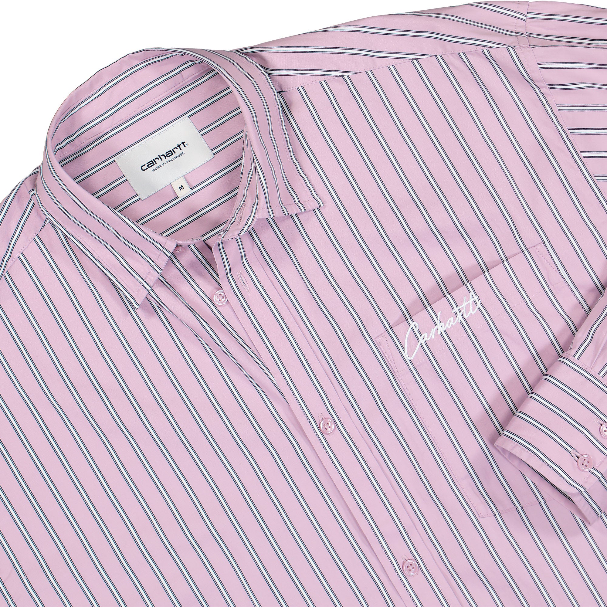 Carhartt WIP W L/S Grimsby Shirt Grimsby Stripe / Pink Fog Shirts I035134.32WXX.03 Detailfoto | Overkill

